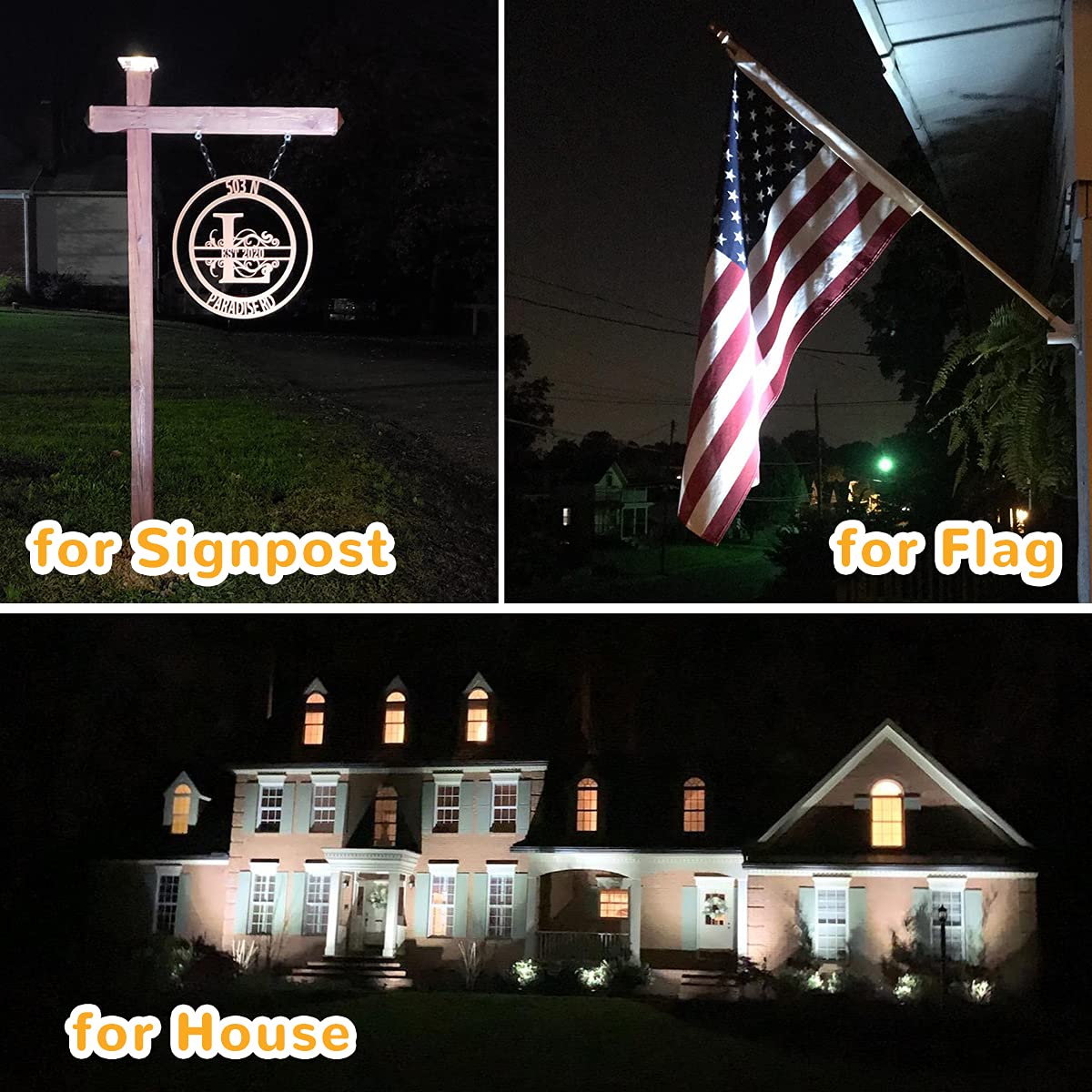 URPOWER Solar Lights Outdoor, 4 Pack Dusk-to-Dawn Adjustable Waterproof Spotlights, Cool White for Garden, Pathway, Pool, Porch