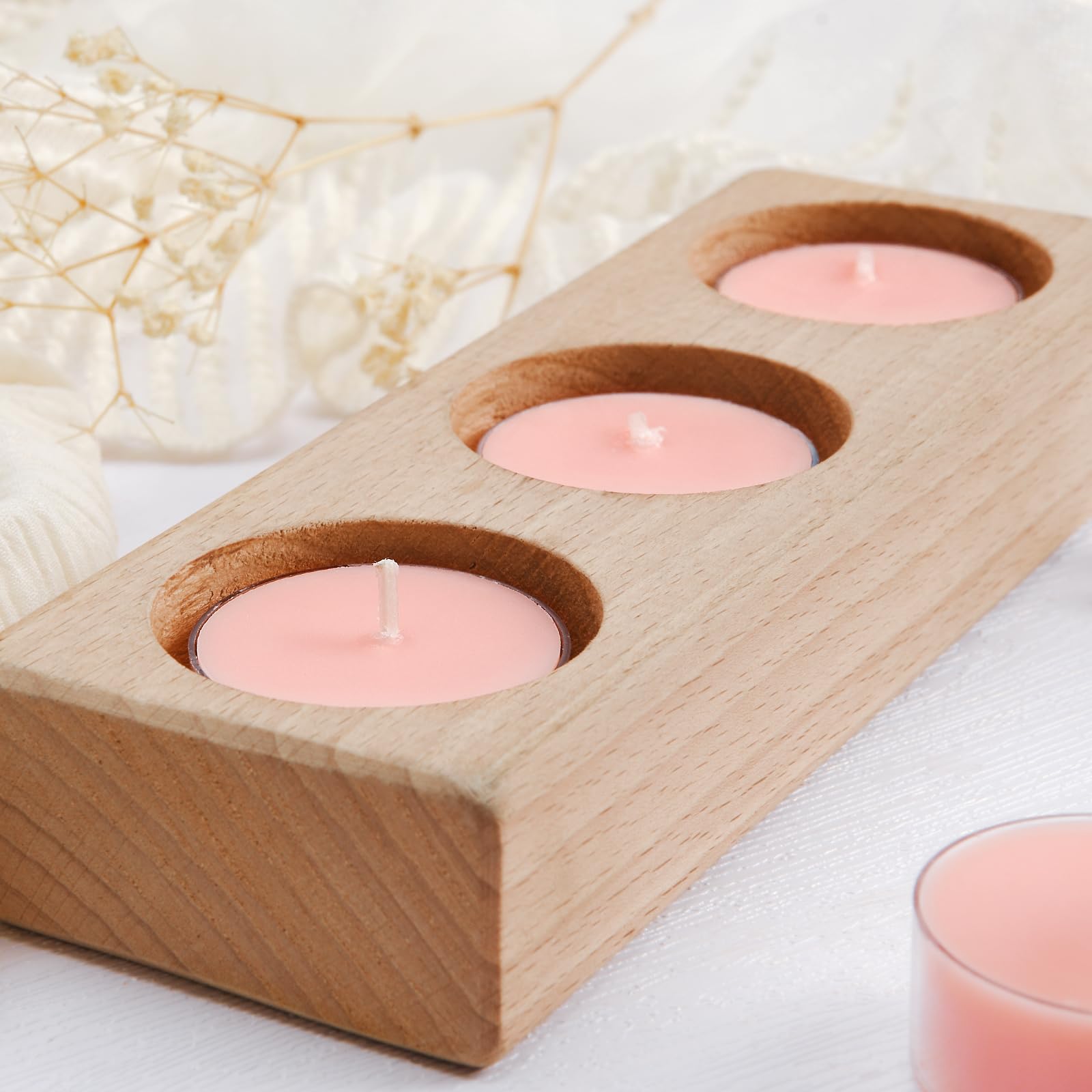Deybby Natural Hibiscus Orchid Scented Soy Wax Tealight Candles Bulk, Aromatherapy Luxury Tea Candle Set Of 12-4 Hour Burning Great Gift