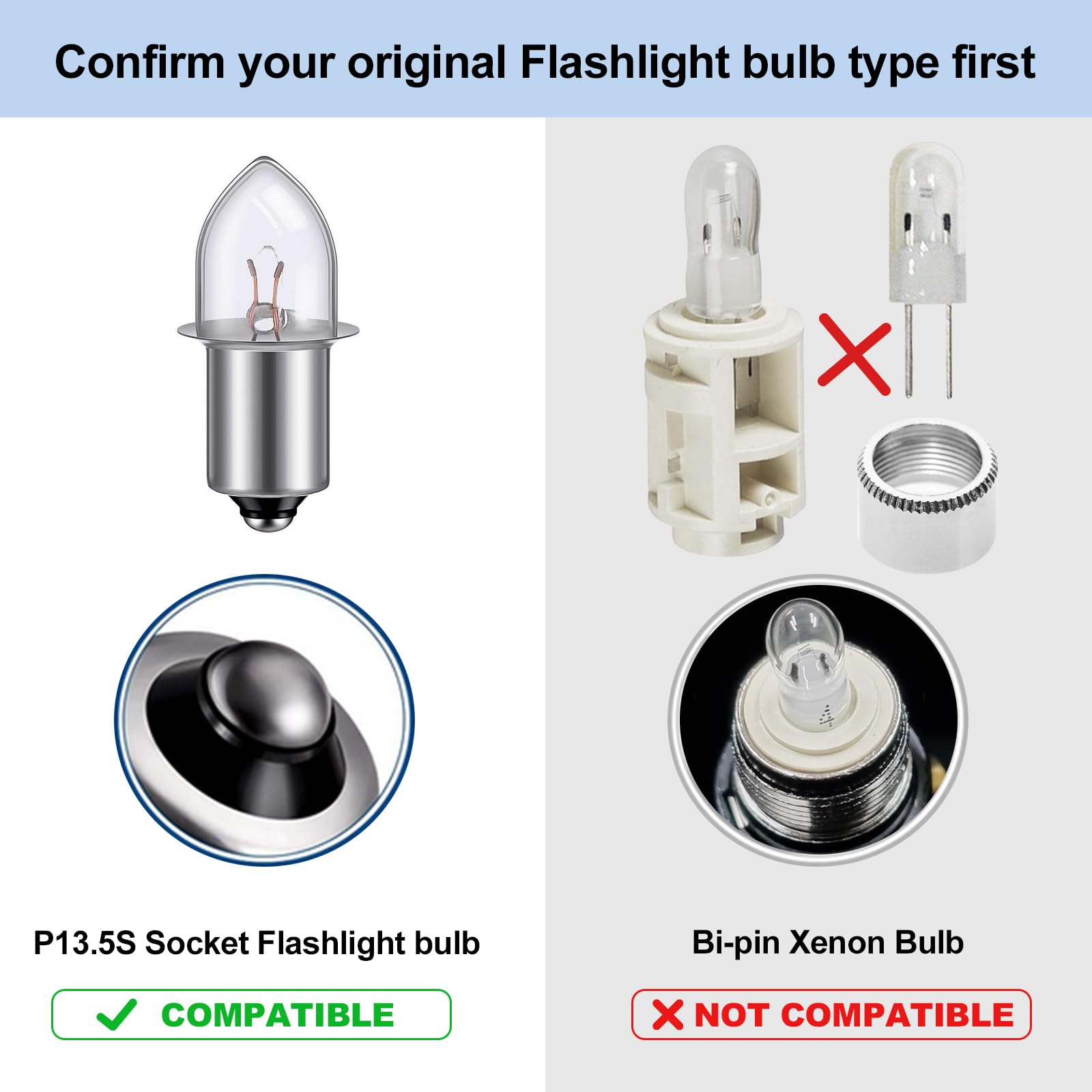 Trlife Led Flashlight Bulb Dc4-24V, Maglight Led Bulb For 3-16 C&D Cells Maglight Flashlight, 3W Maglight Replacement Bulbs 12V 18V Maglight Bulbs(1 Pack)