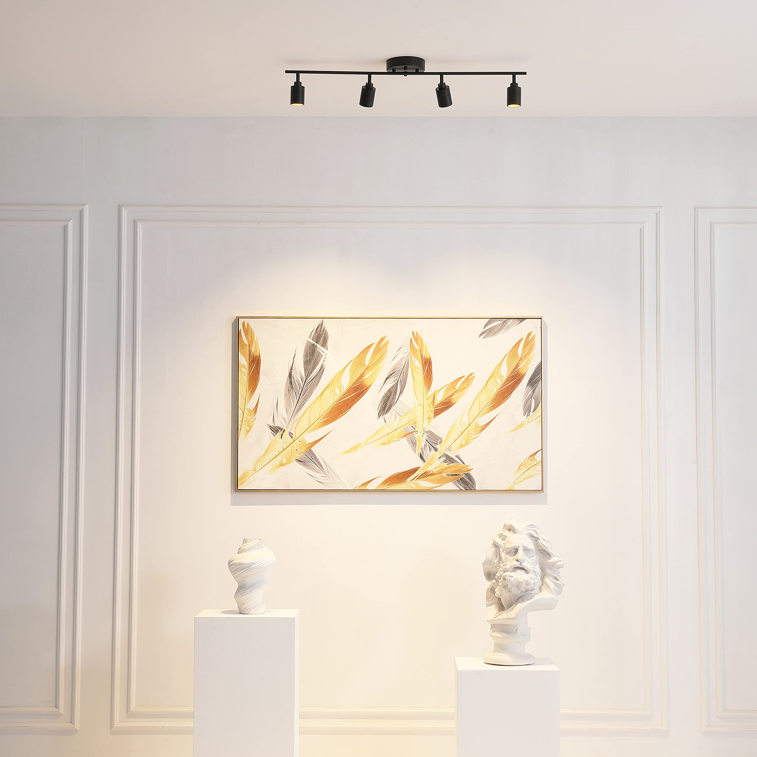 Shura Black 4-Light Track Light With Adjustable Heads, Integrated Led Bulbs, 3 Ft. Track Lighting Kit Ceiling Light, 3000K, 2240