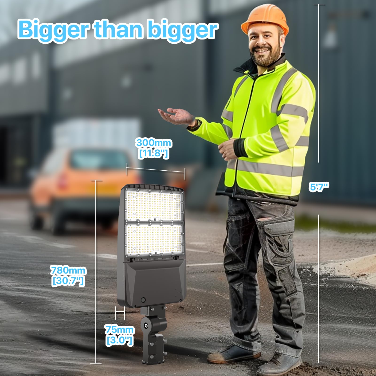 HYPERLITE 300W LED Parking Lot Light - 5000K, 45,000lm, UL Certified, IP65, Adjustable Slip Fitter, Bronze