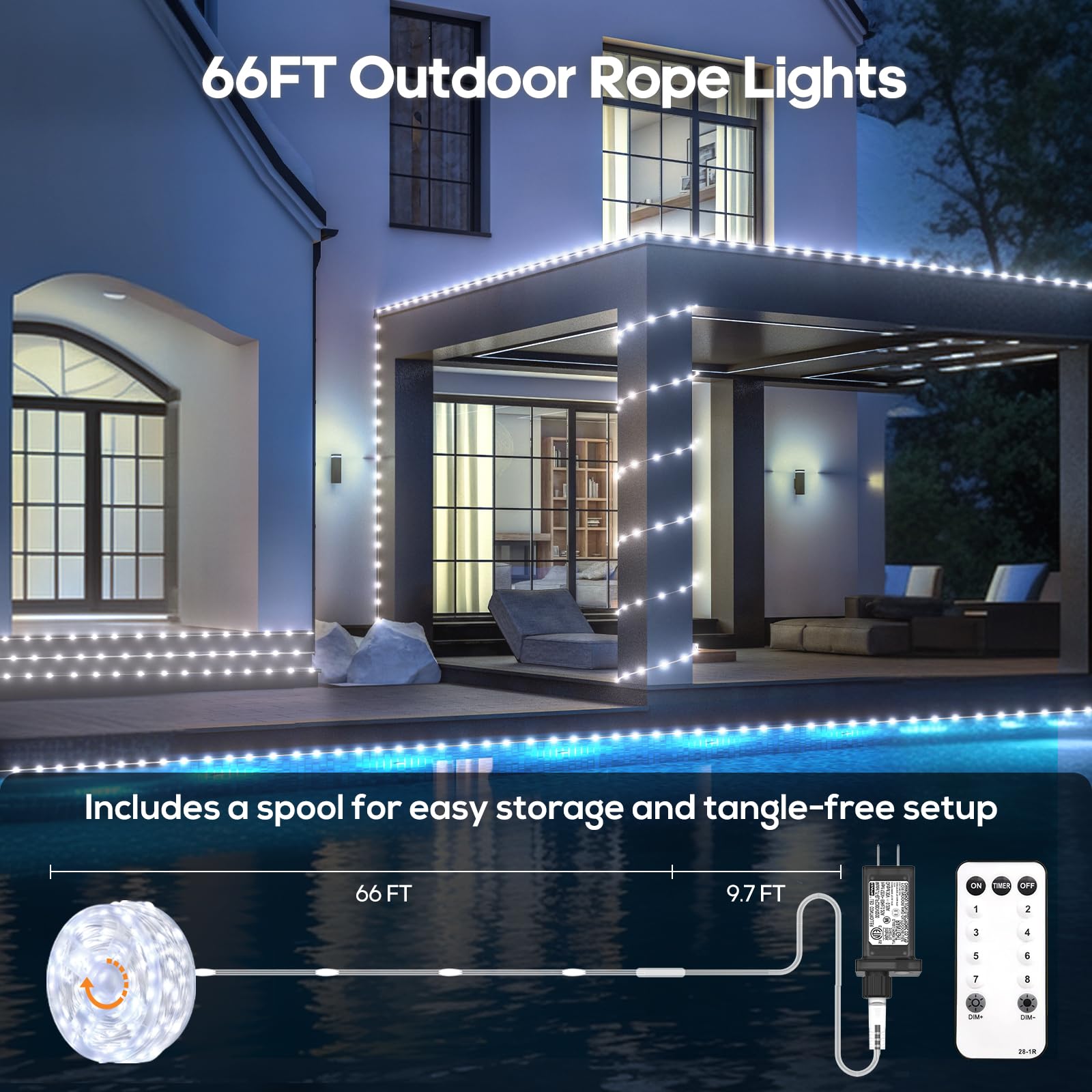 Christmas Lights Outdoor, 200Led 66Ft Plug In Fairy Twinkle Lights, Waterproof 8 Modes Led, Timing & Memory Functions, For Backy