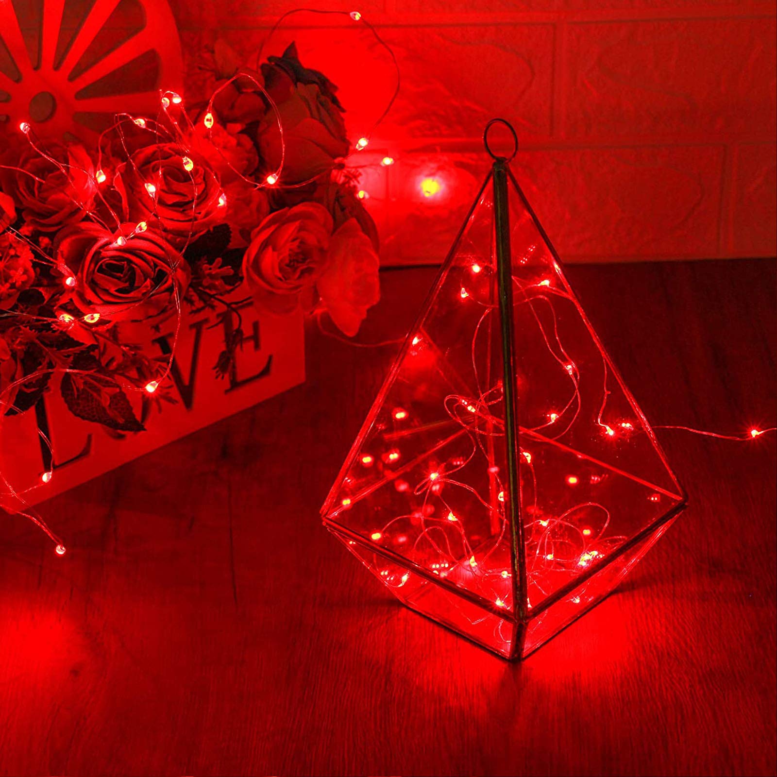 Ruichen Plug In Fairy Lights With Switch  Waterproof 33 Ft 100 Led Silver Wire Starry String Firefly Lights For Christmas  MotherS Day  Thanksgiving  Parties  Ceiling  Vases  Craft  Red