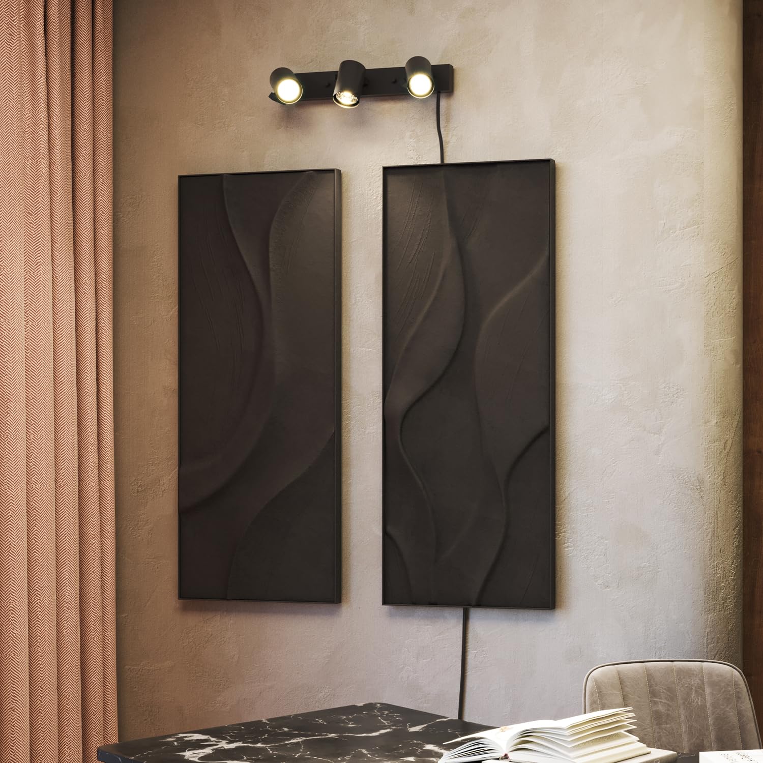 GLOBE Electric 64000164 17 3-Light Plug-in Track Lighting, Matte Black, 15 Foot Cord, in-Line On/Off Rocker Switch, Pivoting Tra