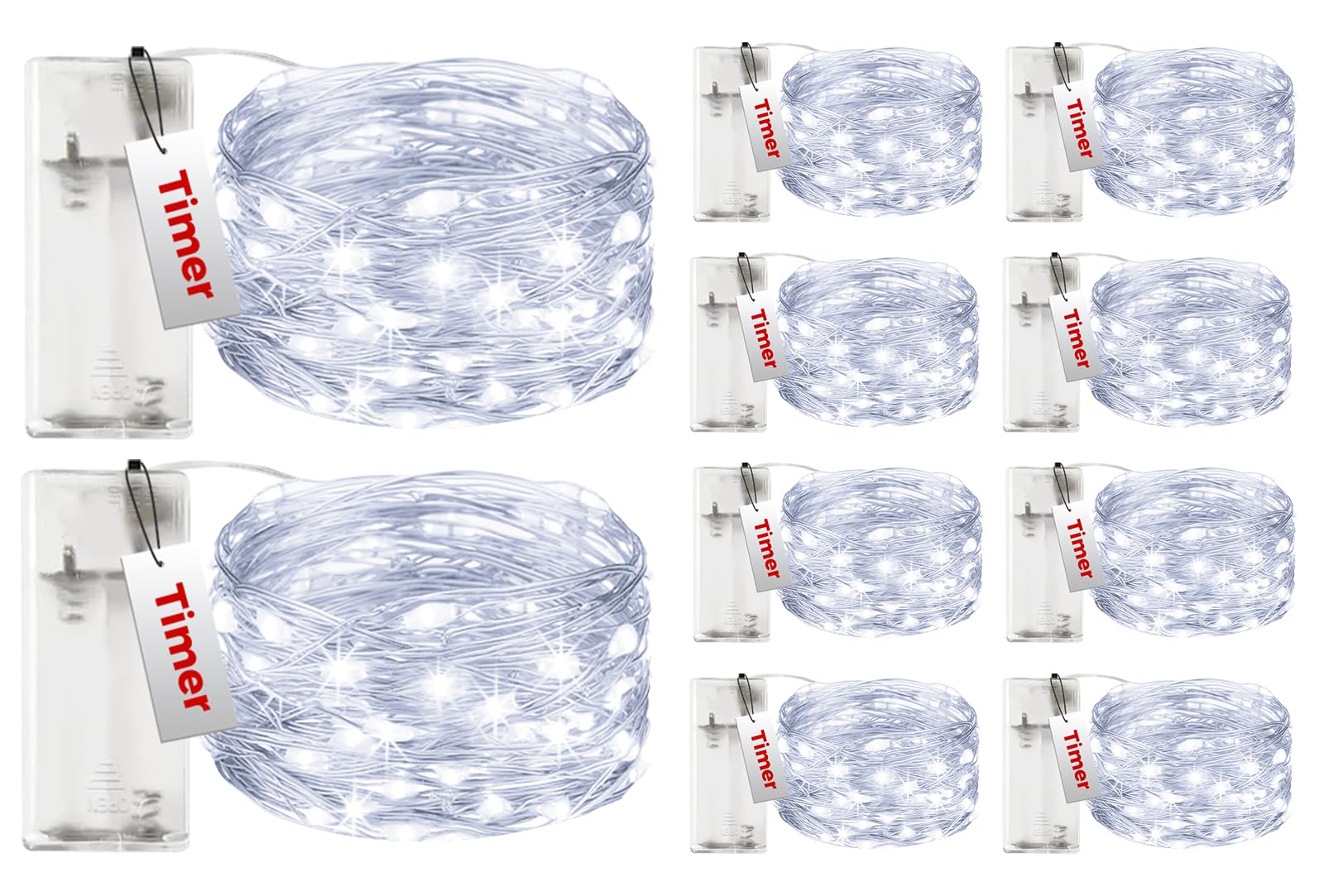 btfarm Fairy Lights 10 Pack, 10FT 30LED Twinkle Lights, Battery Operated, Waterproof, Cool White, Model L14