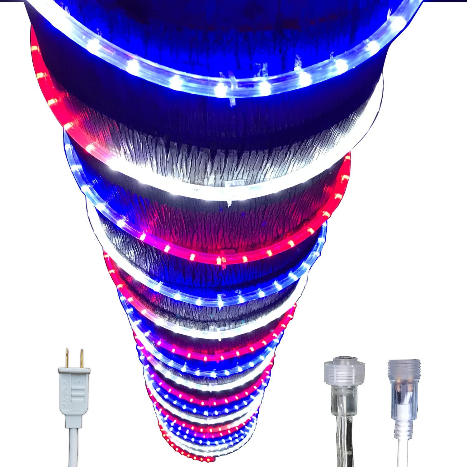 Russell Decor Patriotic Rope Lights Red White Blue For Independence Day 4Th Of July Memorial Day Veterans Day And Christmas Decoration (90 Feet)