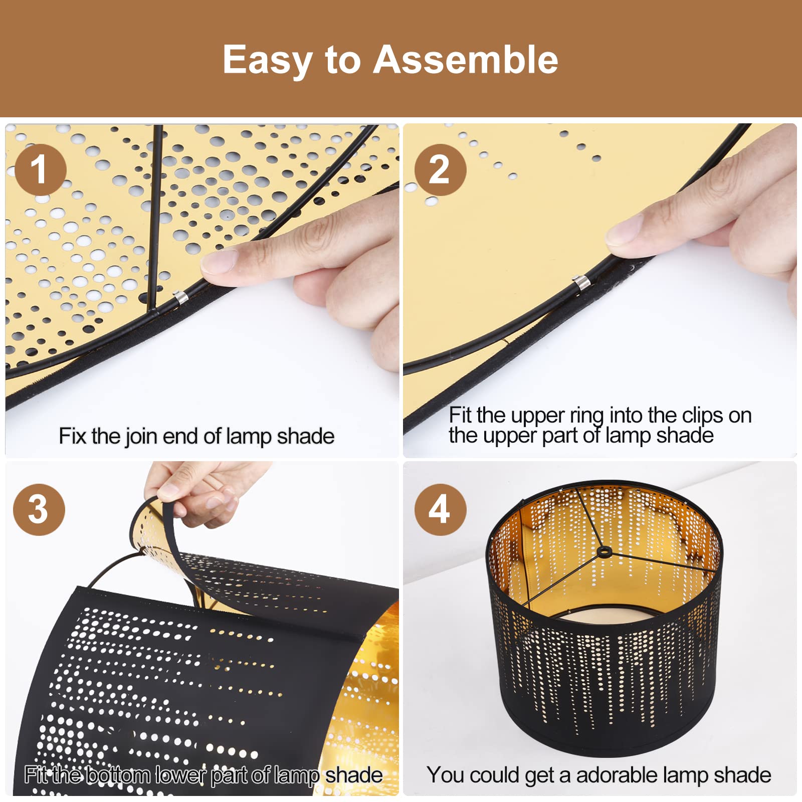 Luvkczc Black Drum Lampshades Set Of 2, 12.7 X 12.7 X 10, enhanced Fabric With Crystal Design