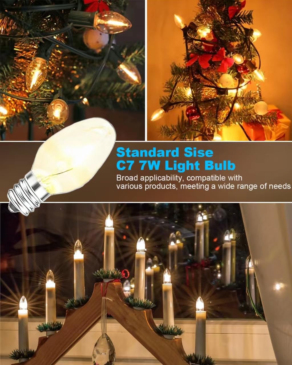 Ouukoo Night Light Bulb Warm White Replacement Bulbs - E12 Light Bulbs - 7Watt Incandescent Light Bulbs - 15 Packs, Warm White G