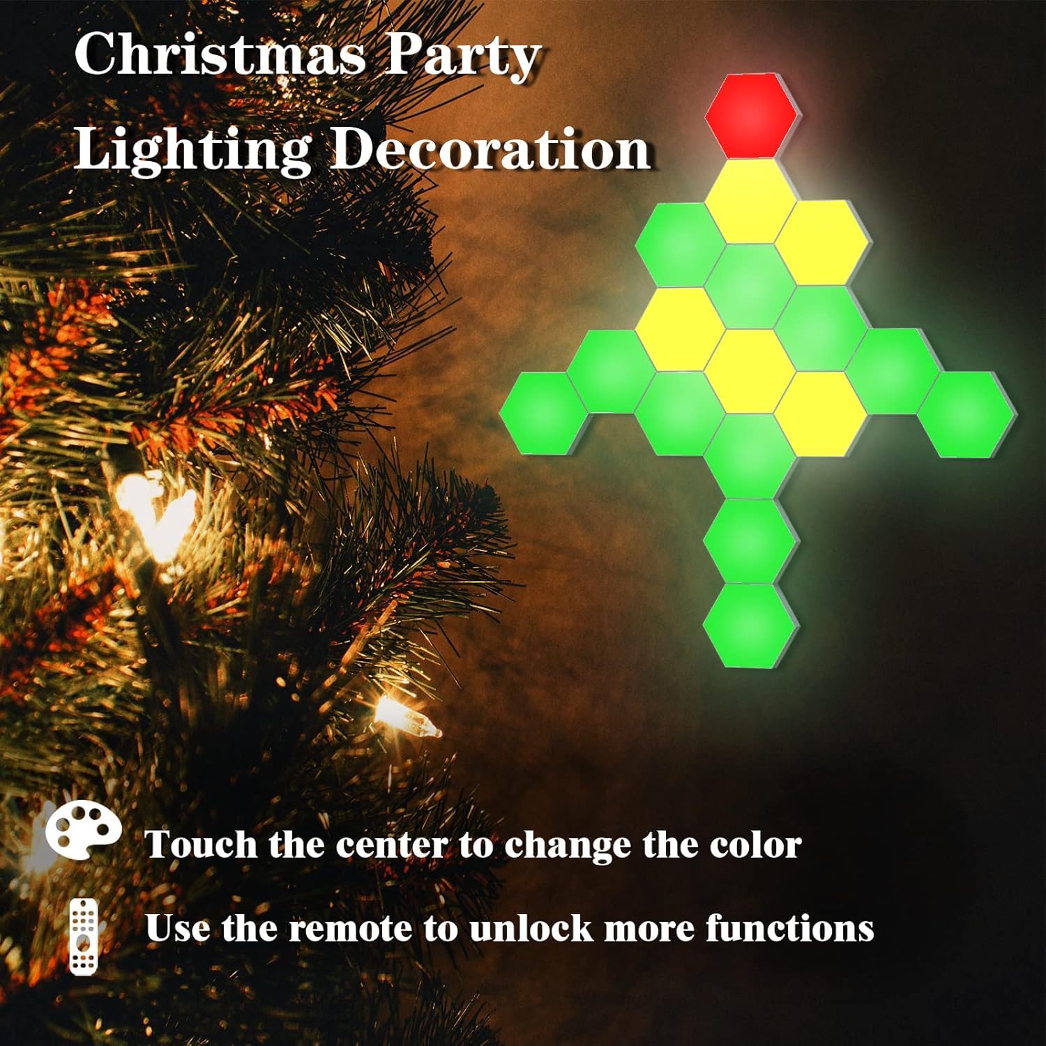 Ifthfour 10 Pack Hexagon Light Panels - Smart Rgb Hexagon Led Lights Wall Lights Remote Control Lights For Lving Room, Bedrooms,