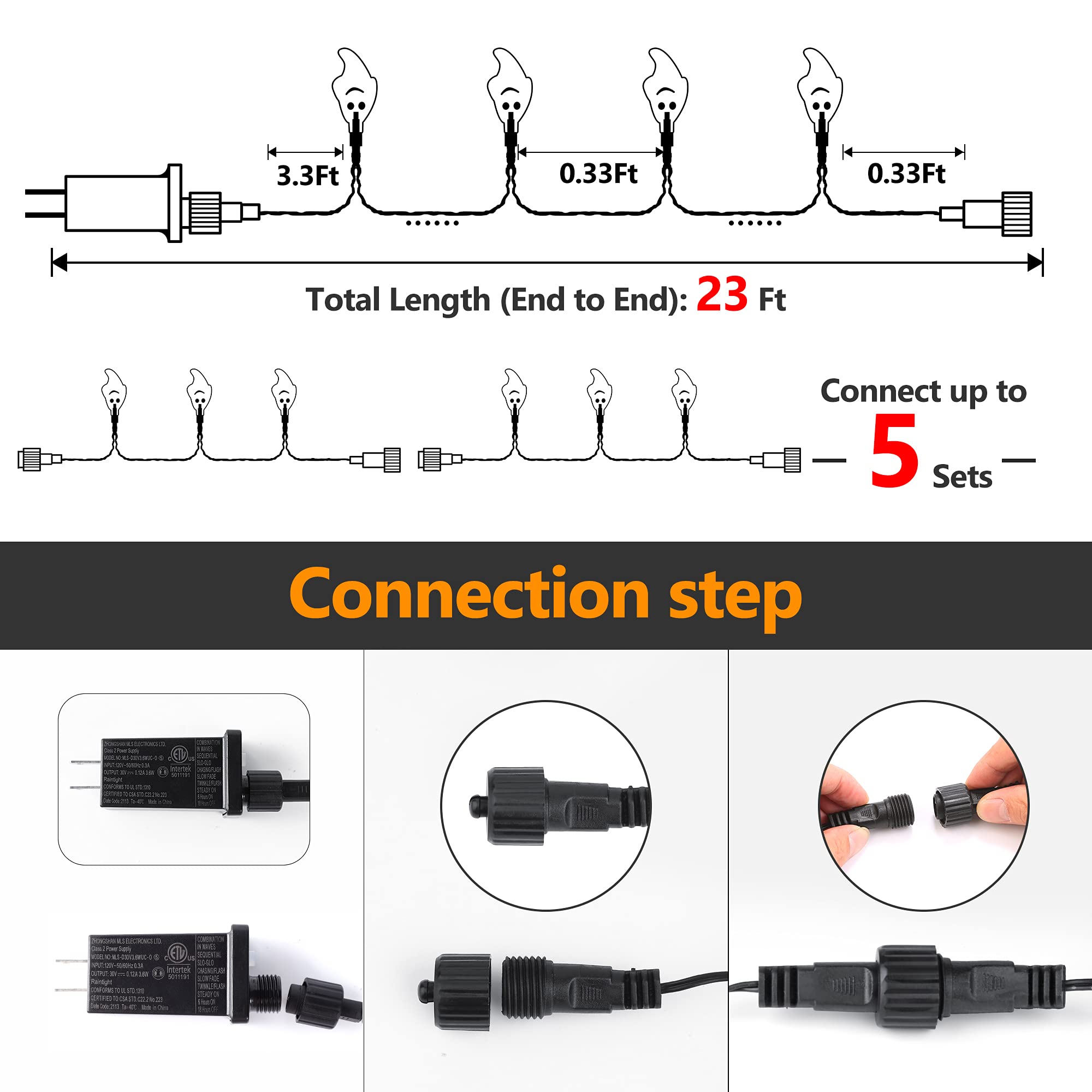 Recesky 60 Led Halloween String Lights - 19.4Ft Purple Ghost, 8 Modes For Outdoor Decor