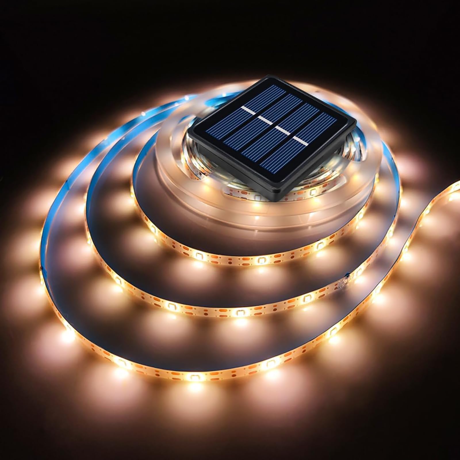 Solar LED Strip Lights Outdoor Tape Light Waterproof 20FT 180 LED Rope Lighting Cuttable with 8 Modes for Wrap, Pool, Stair, Ste
