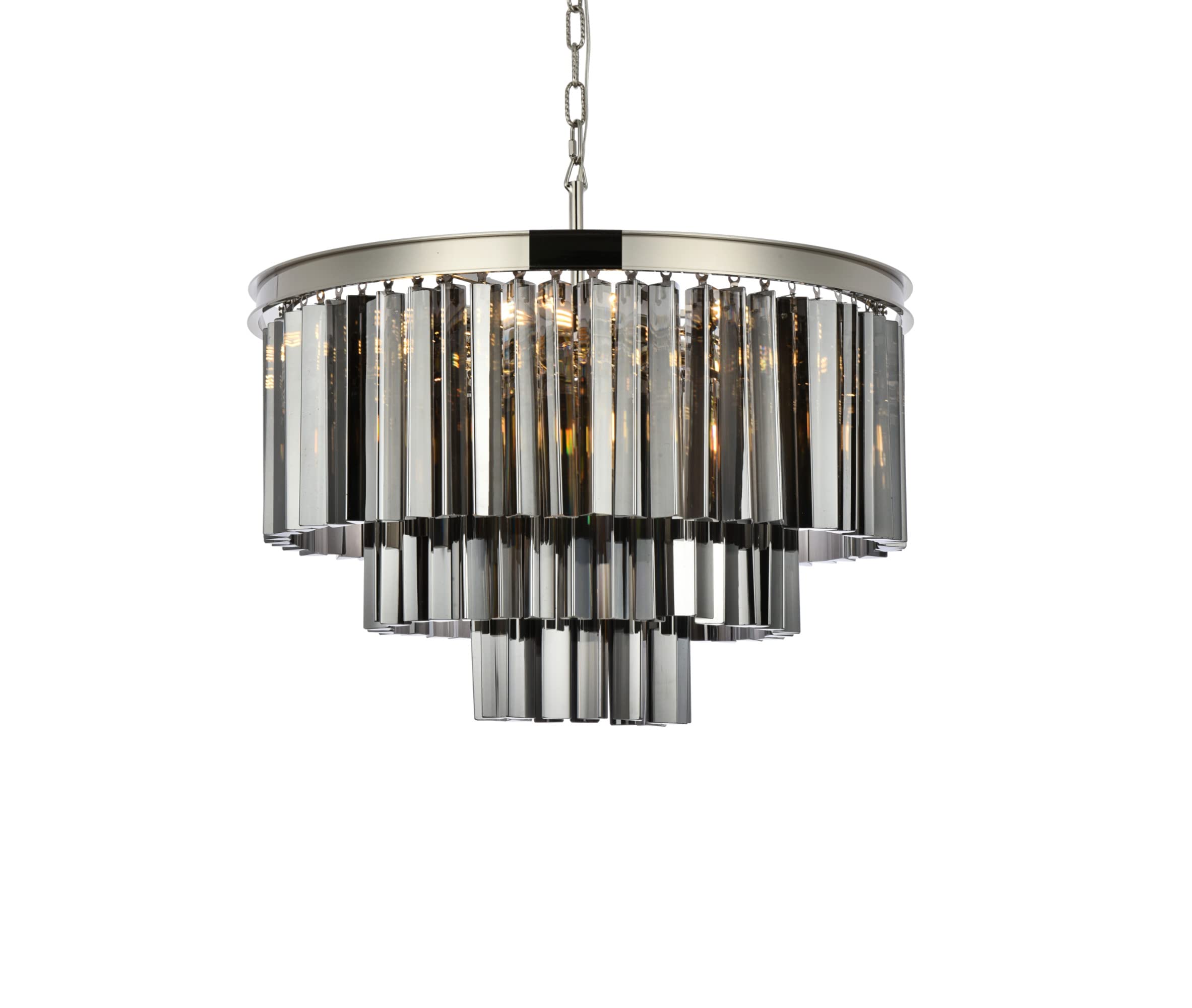 Elegant Lighting Sydney Collection 1201D26PN-SS/RC 9-Light Pendant Lamp with Royal Cut Silver Shade Crystals, Polished Nickel Finish