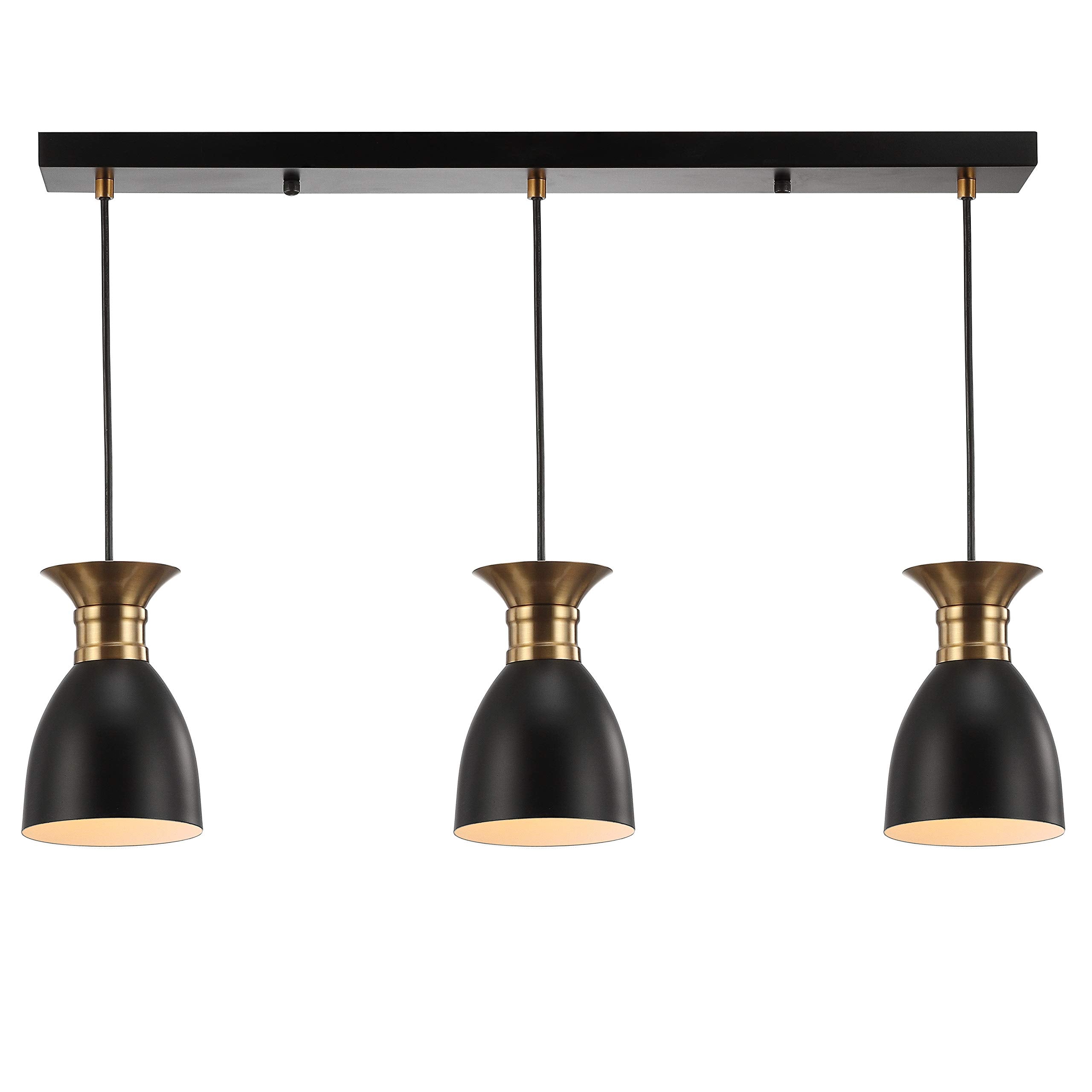 JONATHAN Y Edison 3-Light Metal Pendant Light, 33.25in, Dimmable, Black/Brass Gold, Model JYL6138A