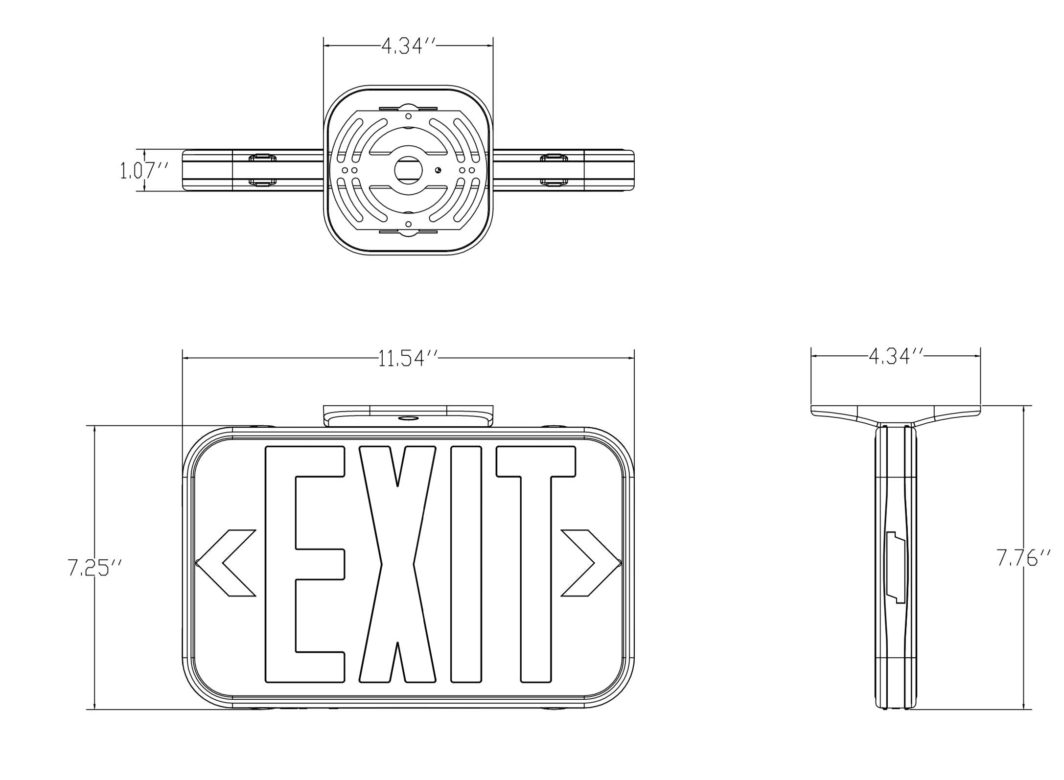 LIT-PaTH LED EXIT Sign, Emergency Light with Double Face, UL 924, 4-Pack, Red, Model LT-EL002