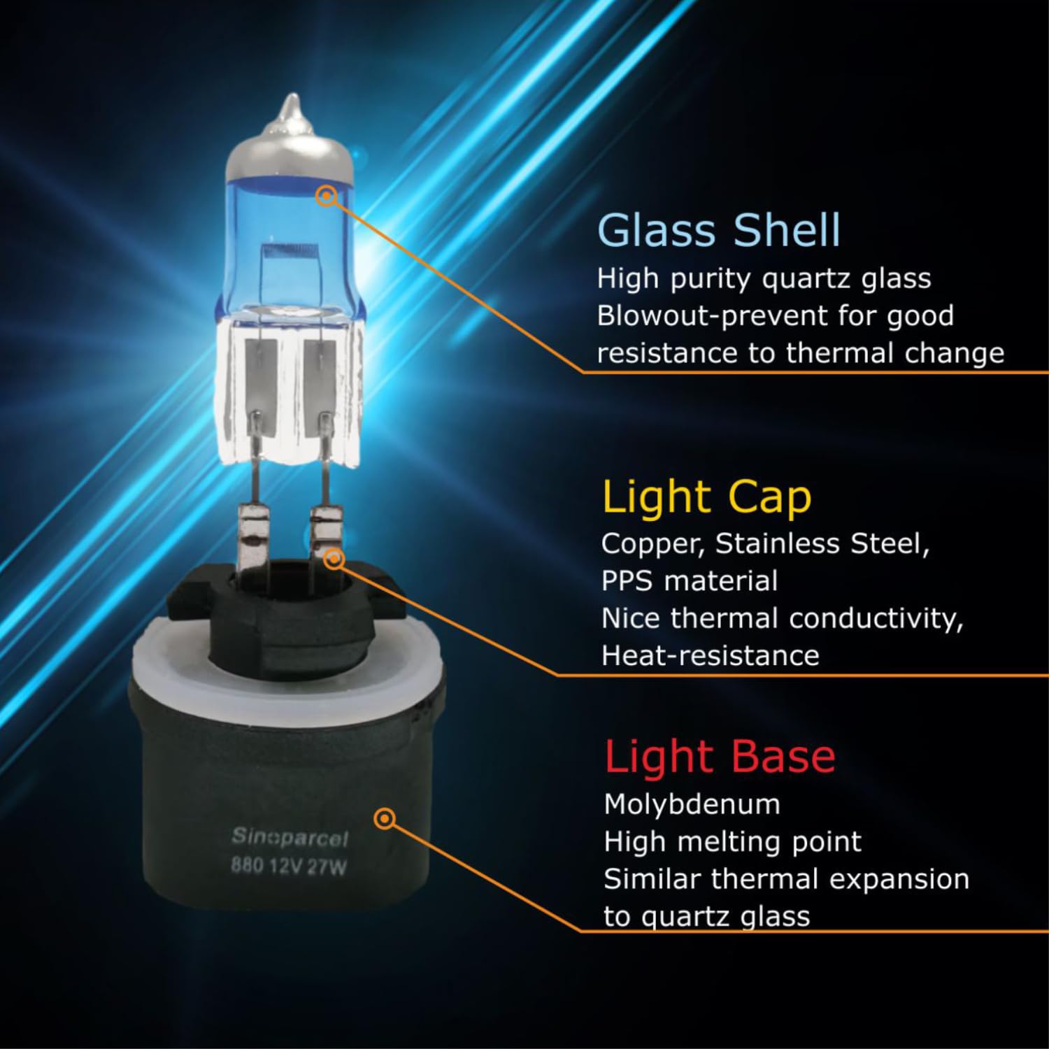 Sinoparcel 880 Halogen Fog Light Bulb, 150% Brighter than 27W, Pack of 2, 3800K Color