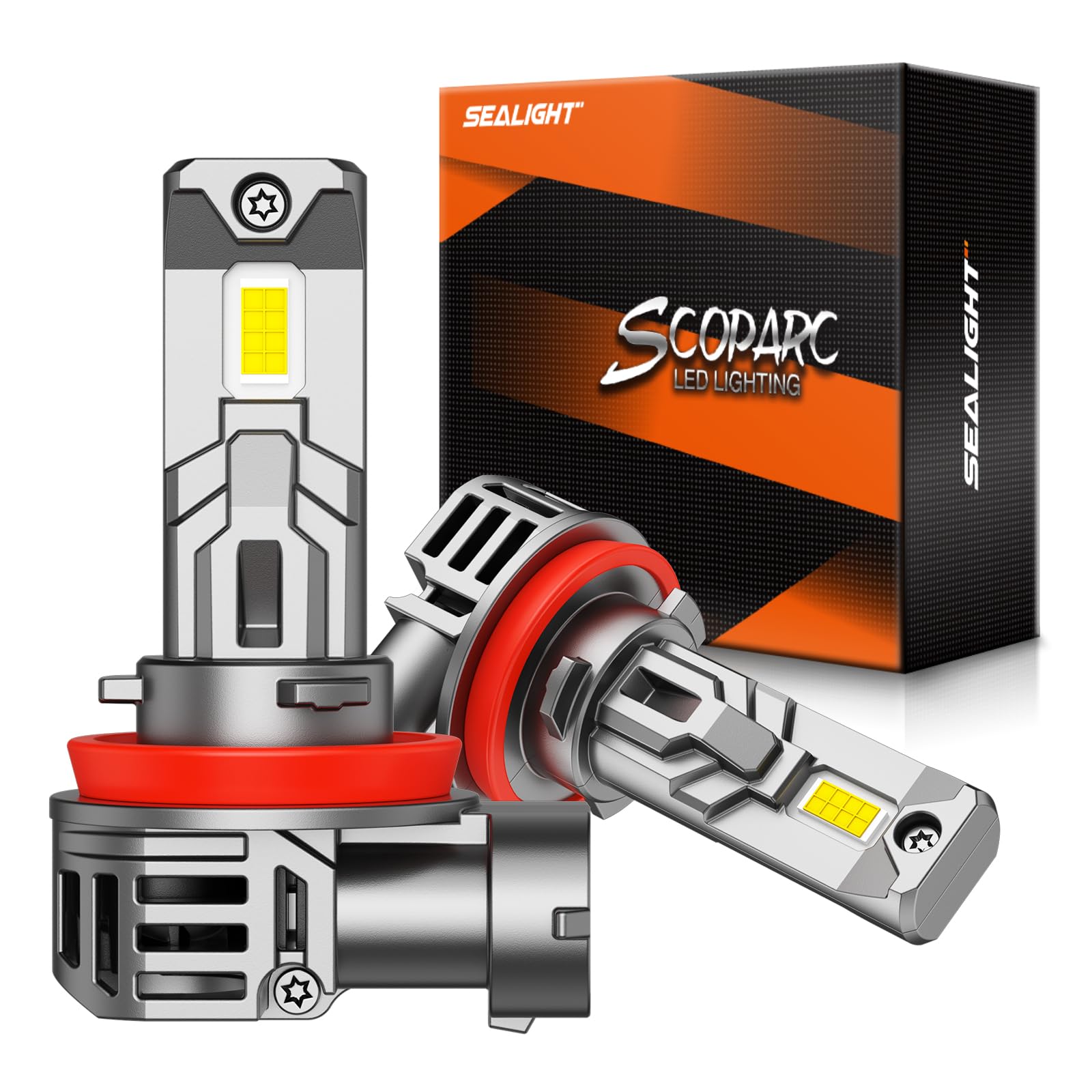 SEALIGHT H11/H8/H9 LED Fog Bulbs, 30000LM, 6500K Cool White, 1:1 Mini Size, Plug-N-Play, Pack of 