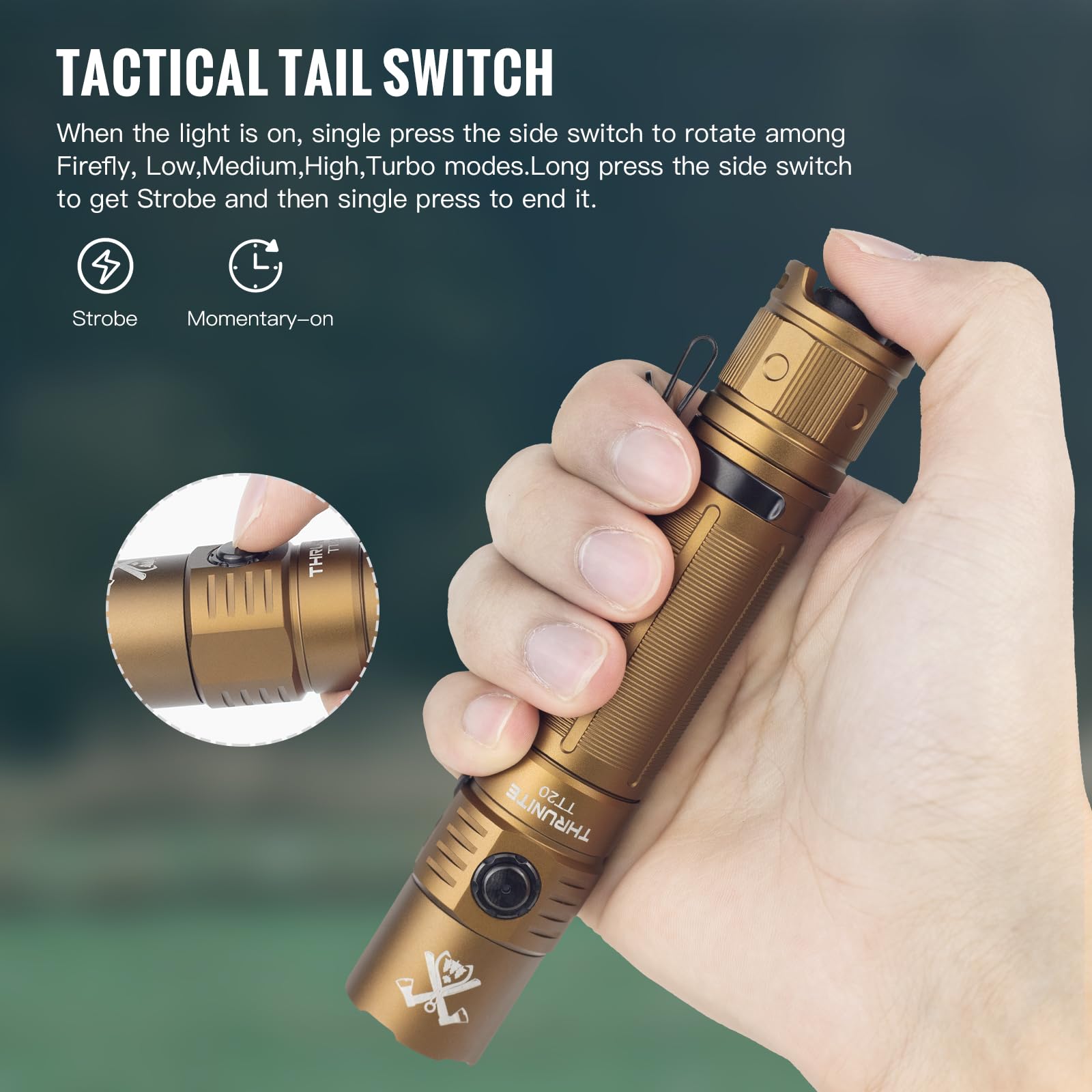 Thrunite Tt20 Tactical Flashlight, Customized Verison With The Outsider, High 2010 Lumens, Long 305 Meters Beam Distance, Usb-C
