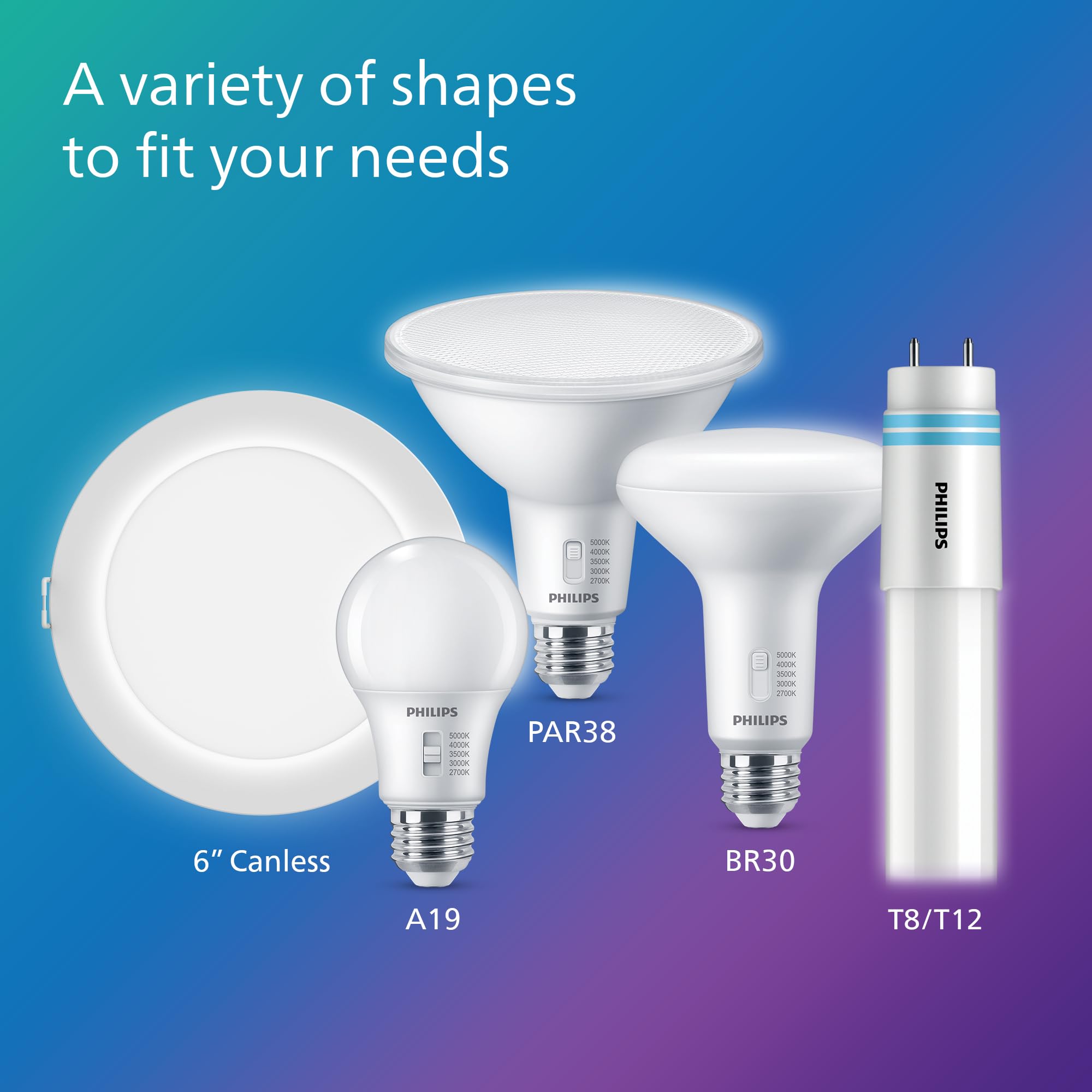 Philips Led A19 Selectable White Dimmable Led Light Bulbs - Flicker-Free 60W Light Bulbs With Eyecomfort Technology - Soft White