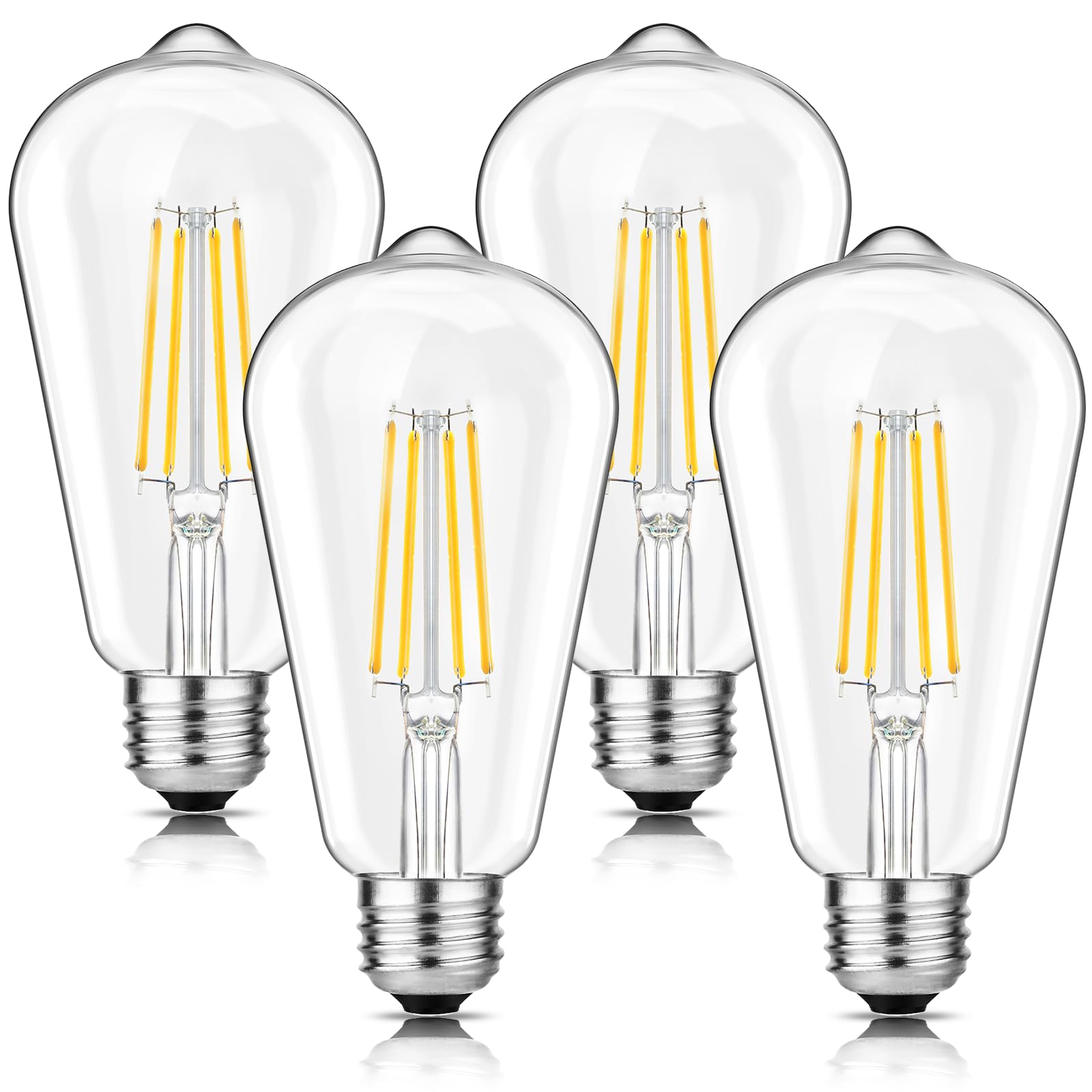 Svater Vintage Led Edison Bulbs 60W Equivalent, 6W St58 Daylight White 5000K Antique Led Filament Bulbs Dimmable, E26 Medium Bas