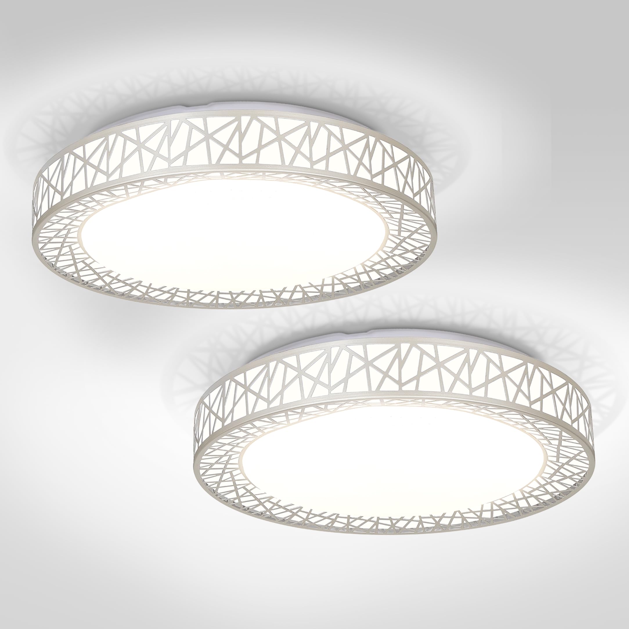 ASD LED Flush Mount Ceiling Light 35W 1992LM Dimmable 18in Brushed Nickel 2 Pack