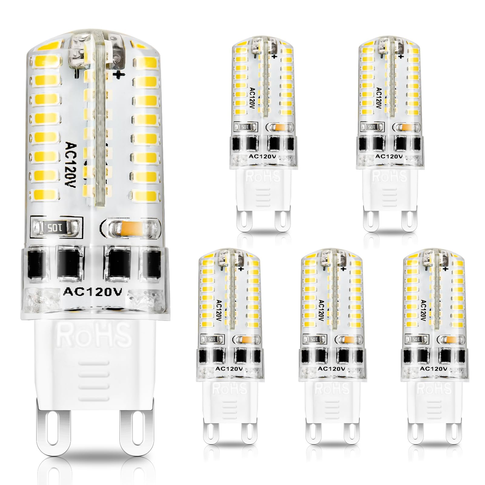 YGS-Tech G9 LED Bulb Dimmable 4W 2700K Ultra Warm White 6-Pack, CRI80, Plastic