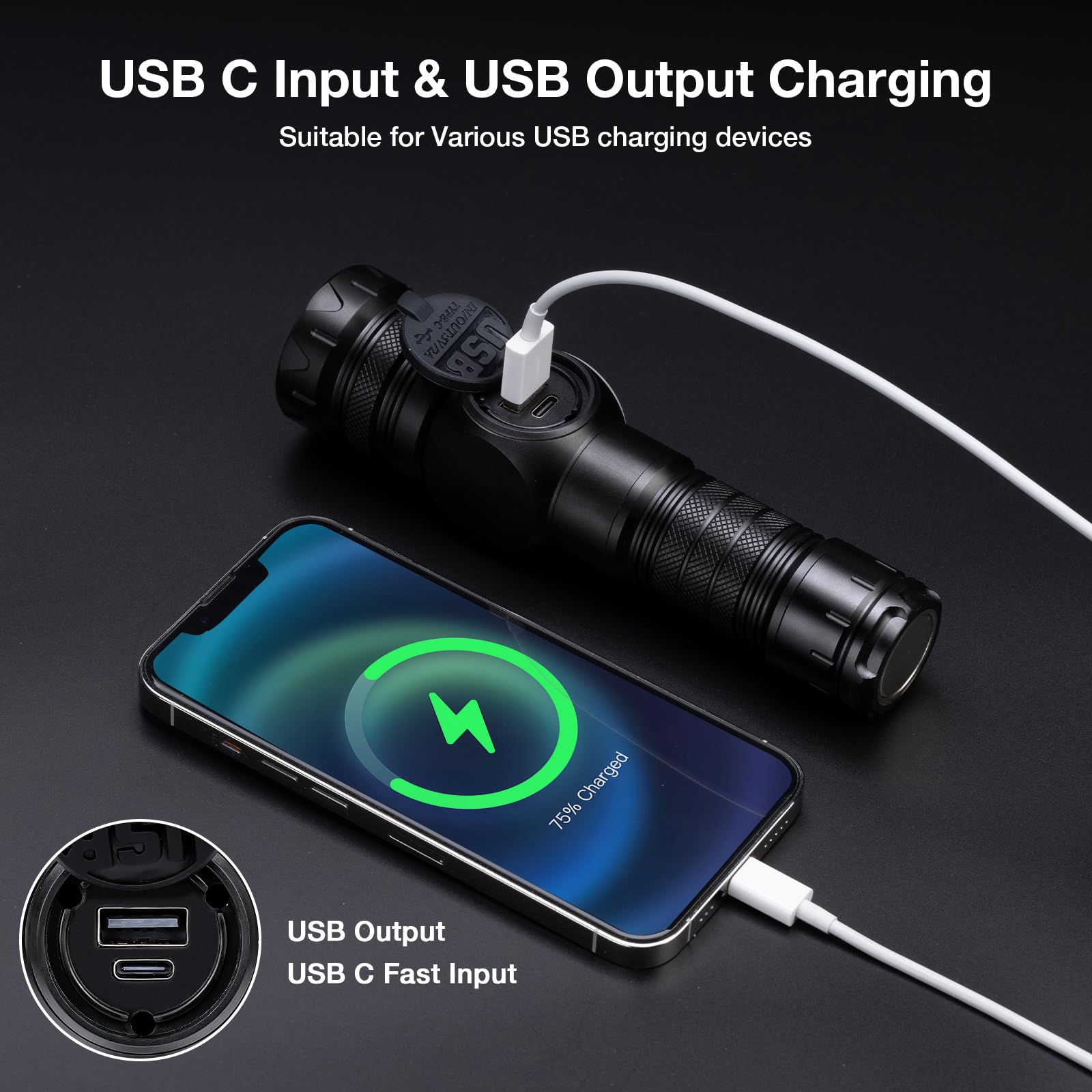 Flashlight High Lumens Rechargeable Magnetic, 1,200,000 Tactical Super Bright Led Handheld Flash Light With Usb C, 16Hrs Runtime