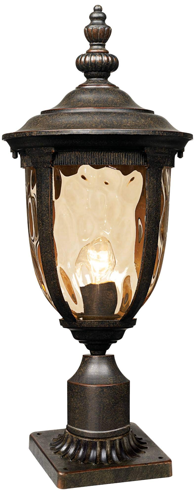 John Timberland Bellagio Outdoor Post Light Fixture, 25" Tall, Brown Metal, Glass, Ideal for Porch, Patio, Deck, Garden, Driveway