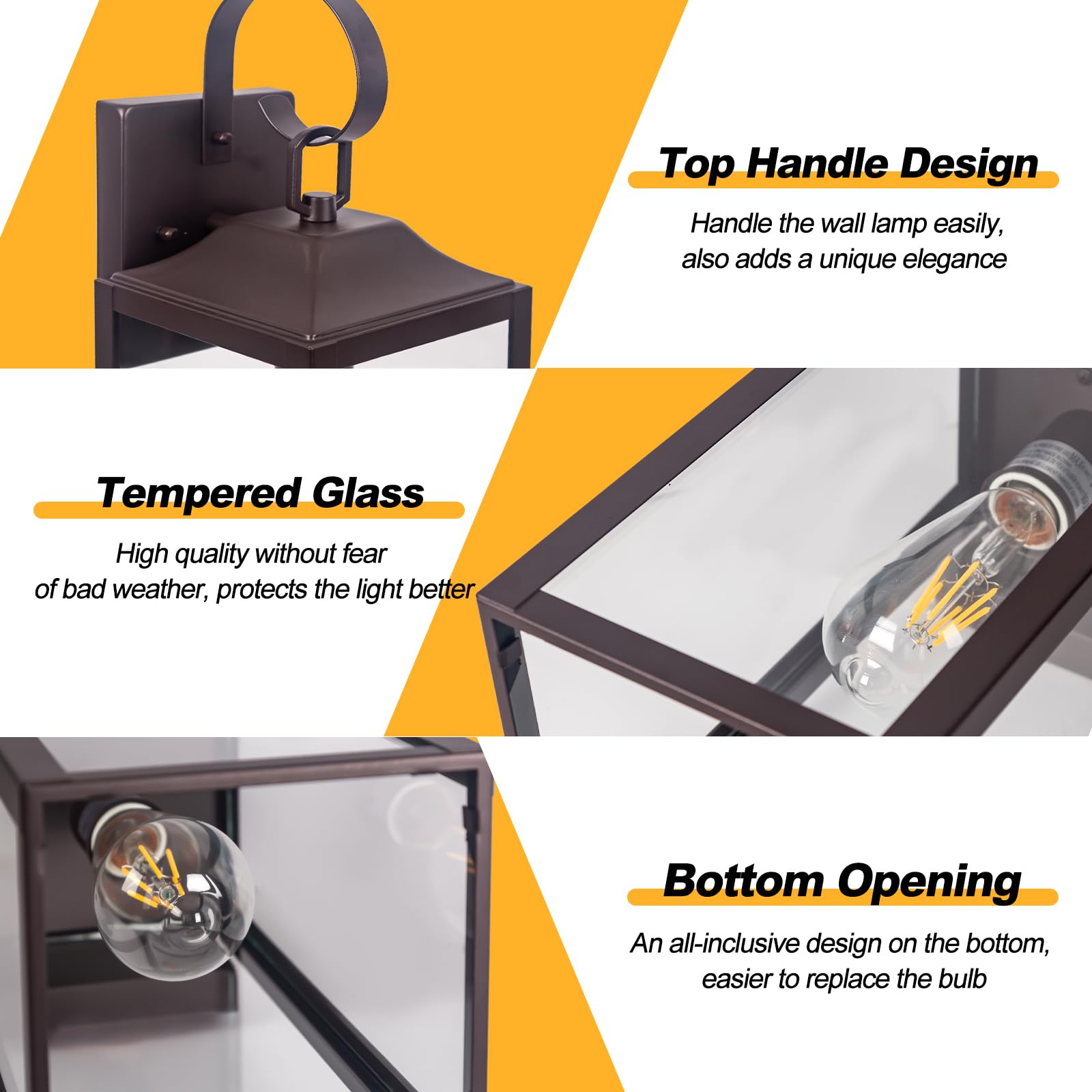 Yolsunes Bronze Outdoor Wall Lantern 19&quot; - Waterproof Farmhouse Sconce Light Fixture