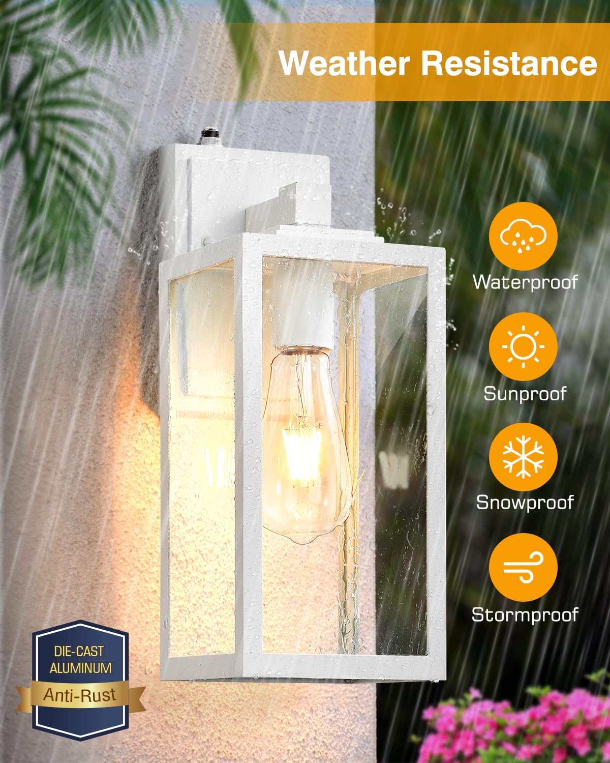Vianis 2 Pack Large Outdoor Wall Sconce, White Porch Lights Outdoor Light Fixture For House, Modern Exterior Lighting Wall Mount