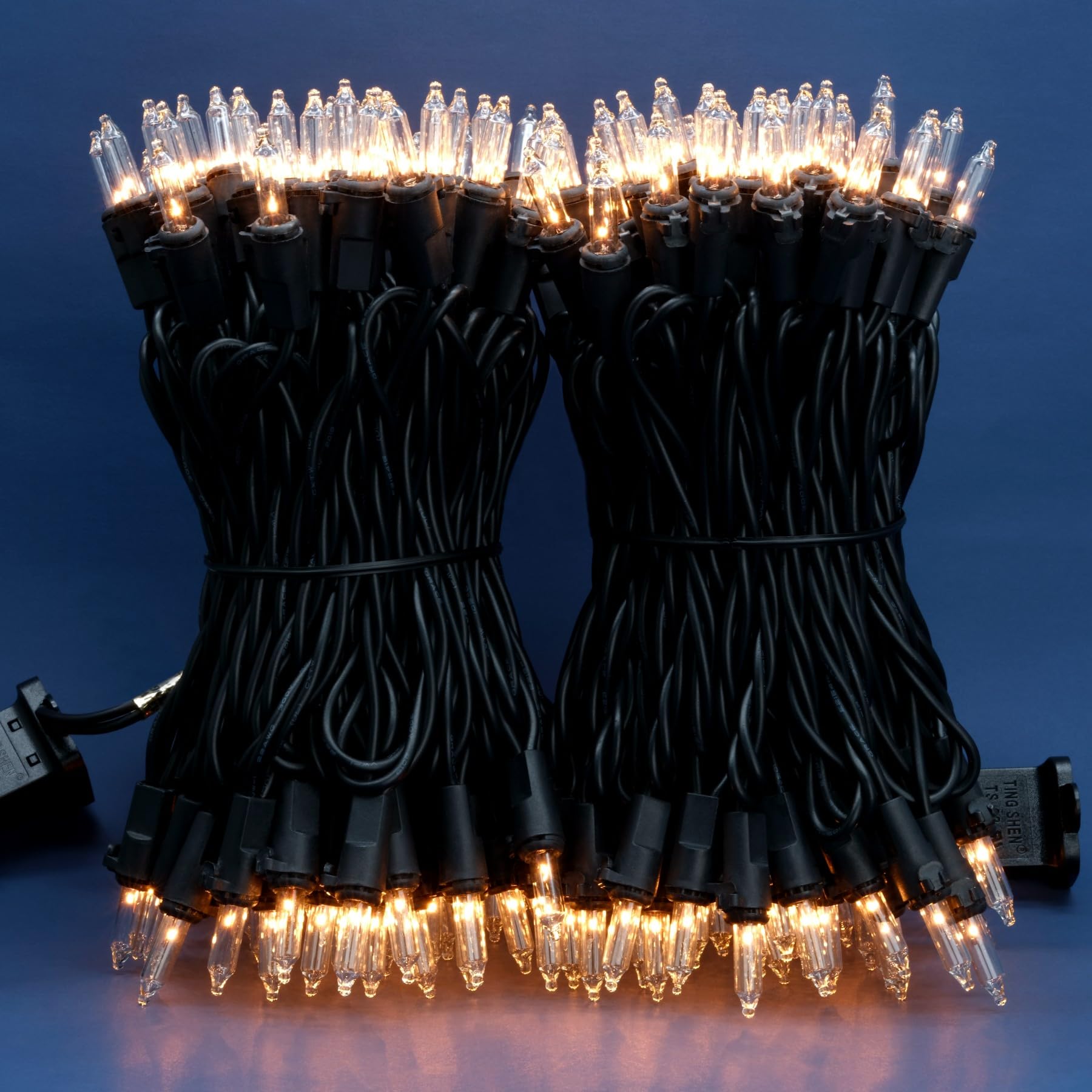 SWEET SHINE Clear Christmas Lights - 200 Count, 2 Strands, 33 ft Black Cord, UL Listed, Warm - Black Wire, Model DDS-L-100E/2F