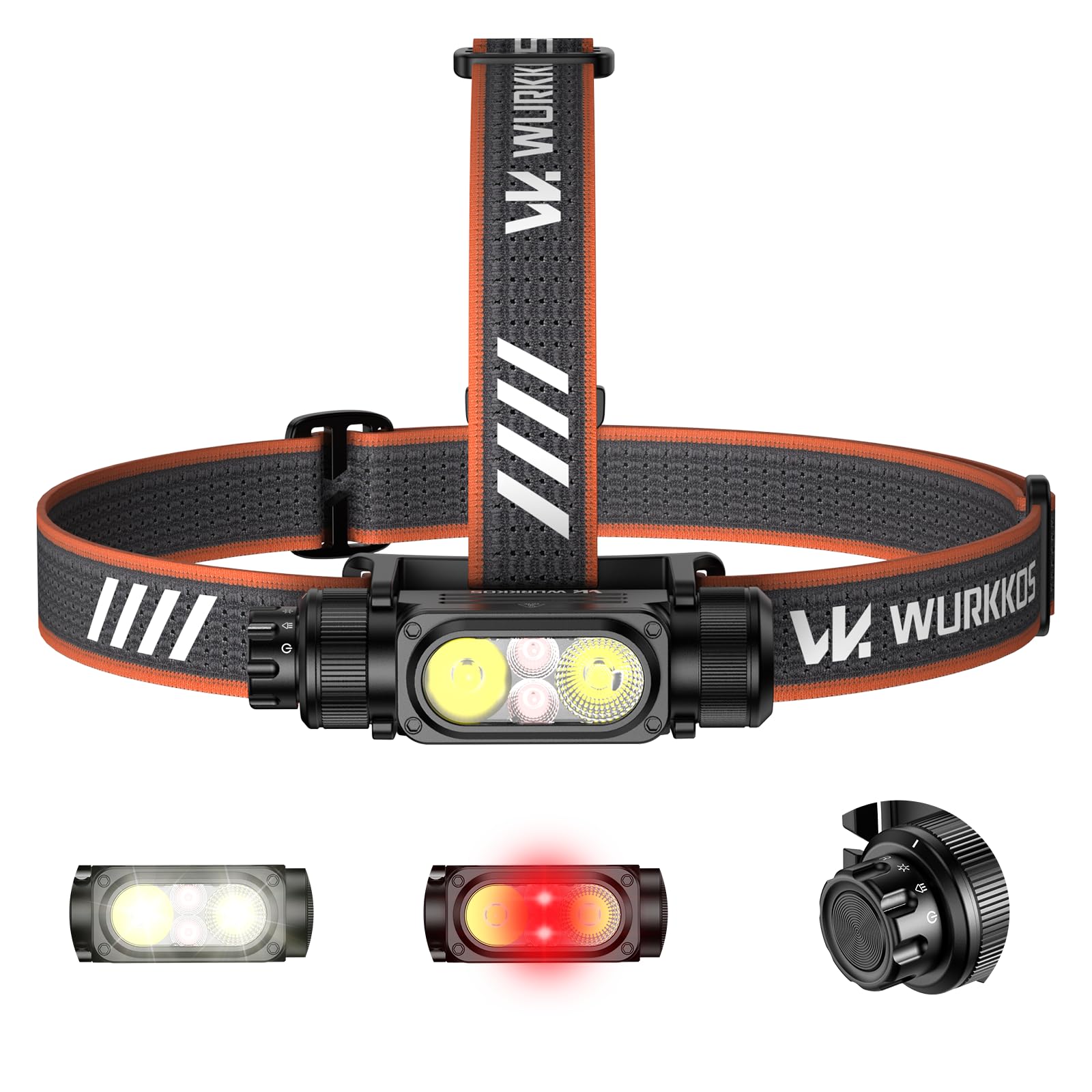 Wurkkos HD17 Headlamp with Red Light,2500Lumen Led Bright Rechargeable Head Lamp 3 Light Source,with Magnetic IPX6 Waterproof He