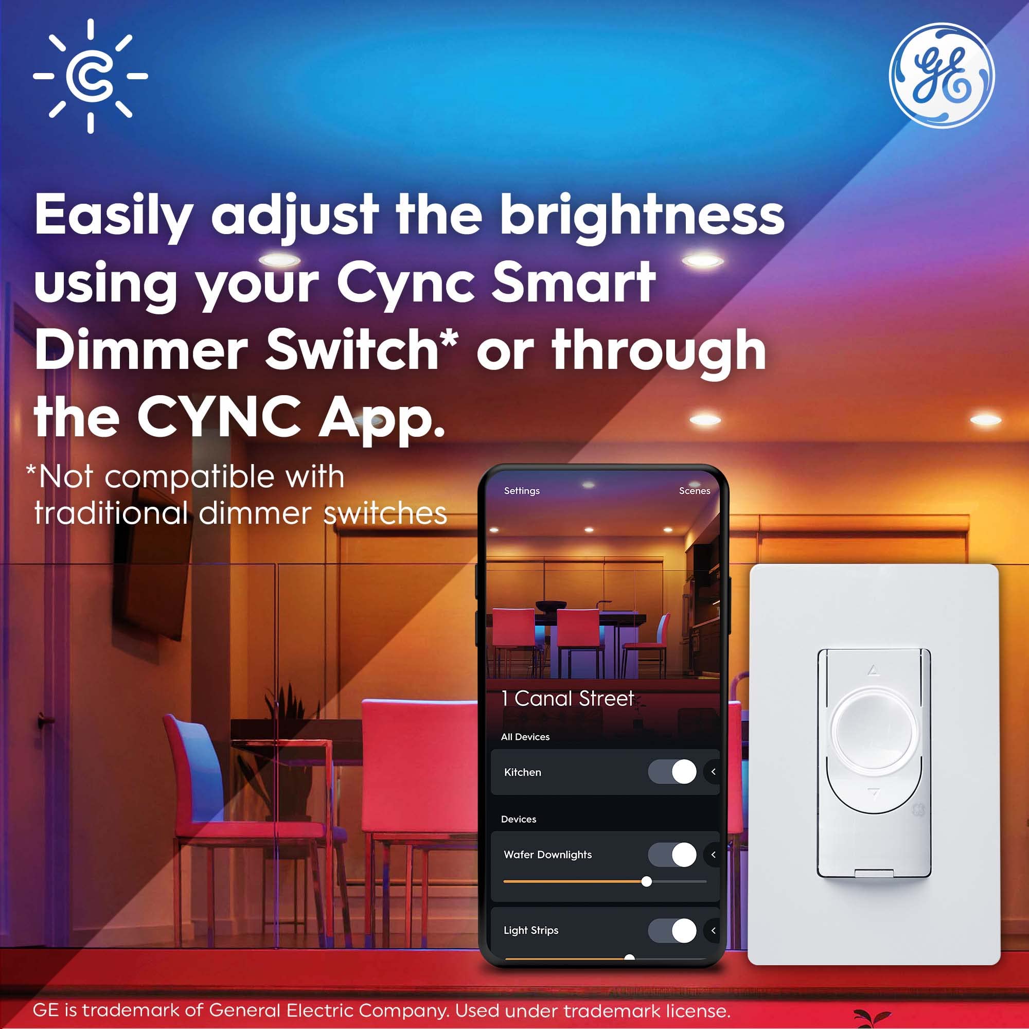 Cync LED Wafer Downlight, Color Changing, 2 Inch, Model CFIXCNLR2CRVDMS, 3 Pack, Plastic, Works with Alexa and Google Home