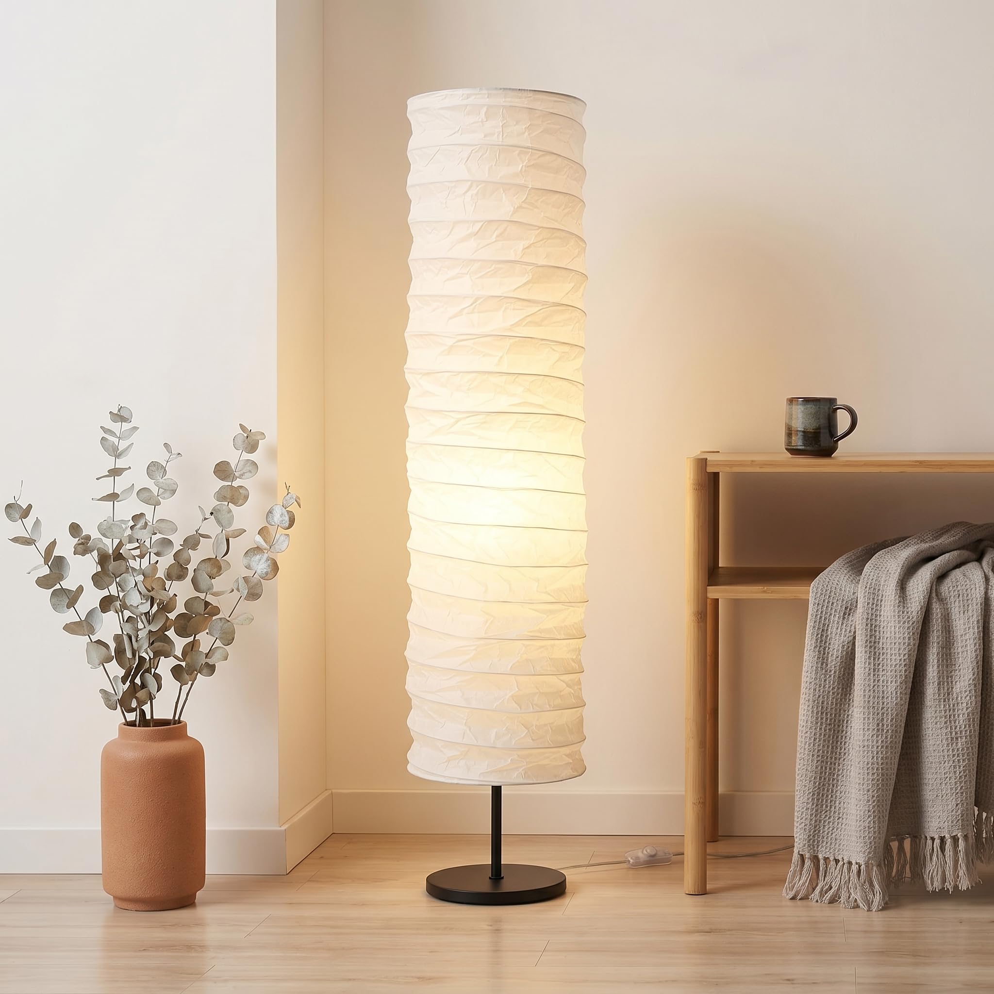 TOYANDONA Paper Floor Lamp Shade: Standing Lamp Shades Hanging Rice Paper Lampshade Replacement Foldable, 37 X 8. 7 in Floor Lig