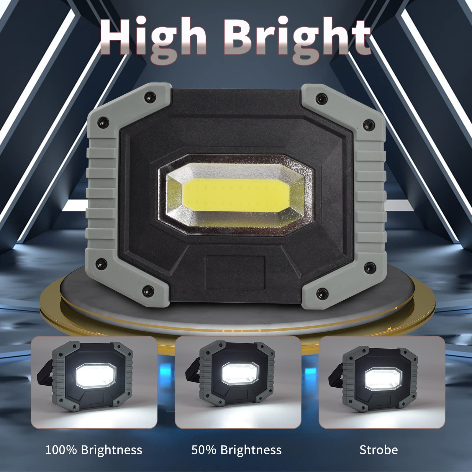 Otyty Work Light Rechargeable, Led Work Light Portable Flood Lights Magnetic Led Light For Outdoor Camping Hiking Emergency Car Repairing Job Site Lighting 2 Pack (W841 Grey)