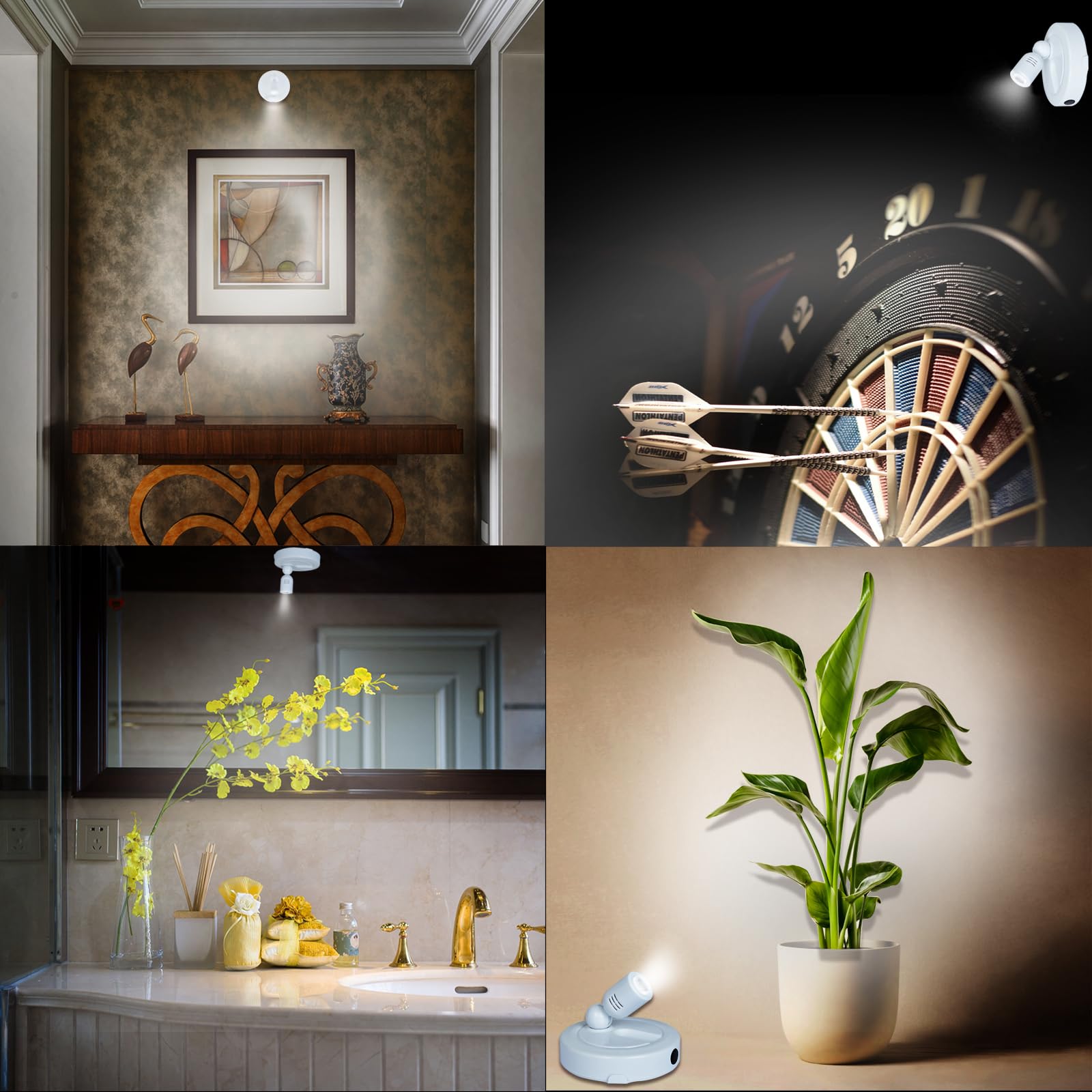 Bergustch Picture Light Battery Operated, 3 Color Temperatures Picture Light With Remote, Indoor Led Spot Lights For Plants For