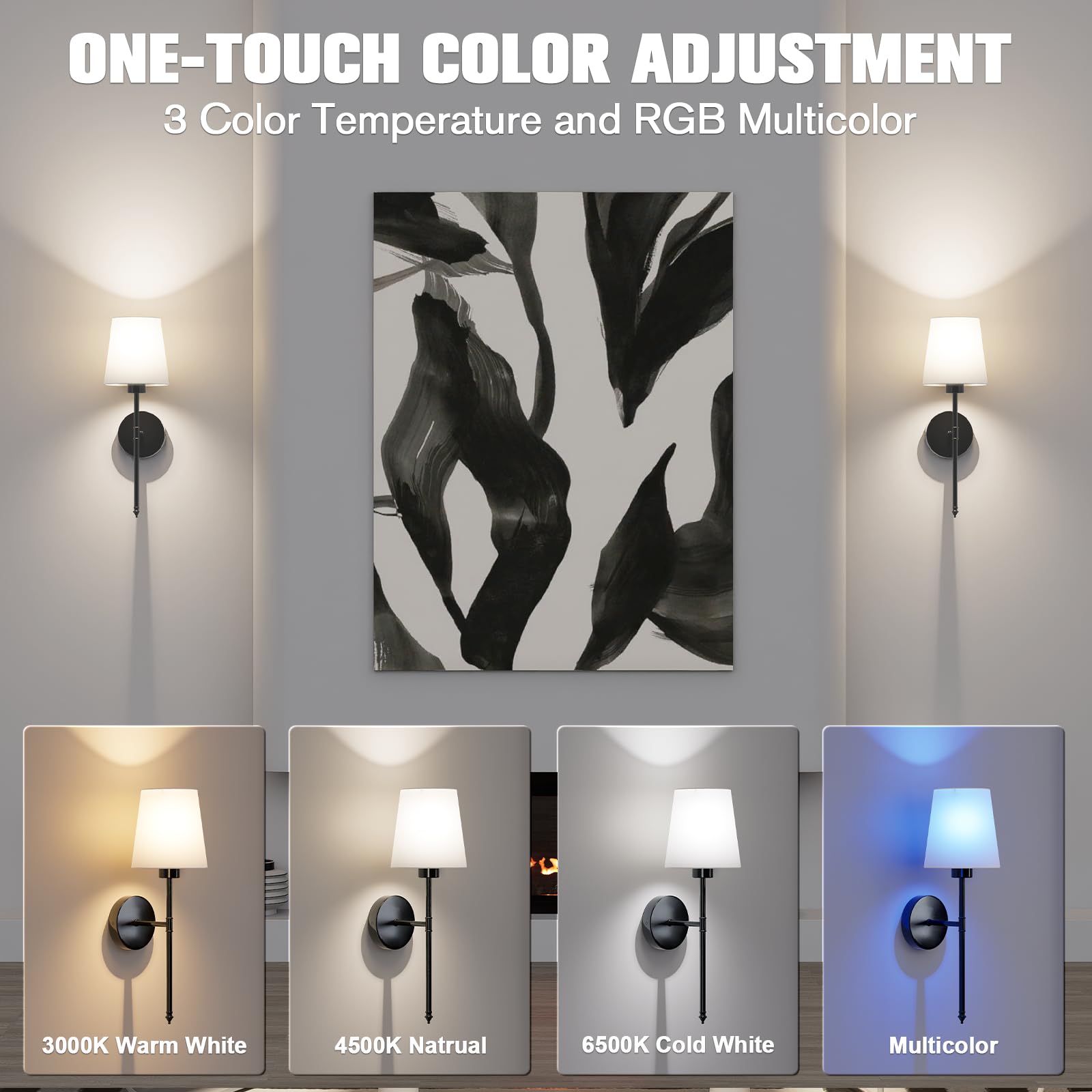 Jofios 19.9 Inch Battery Operated Wall Sconce Set Of 2, Indoor Wireless Rechargeable Wall Lights: Dimmable Detachable Wall Lamp