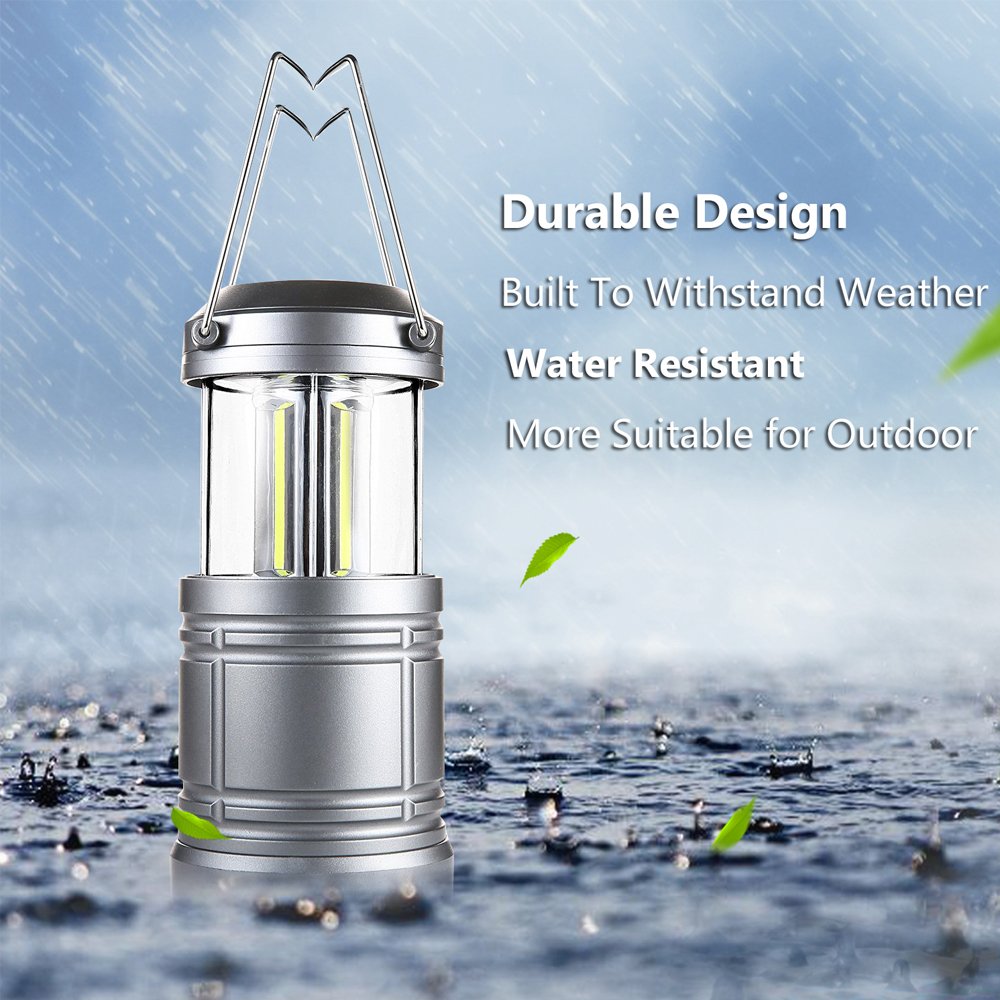Miuree 2 Pack Camping Lantern 500 Lumens Portable LED for Emergency, Hurricane, Storms, Gray