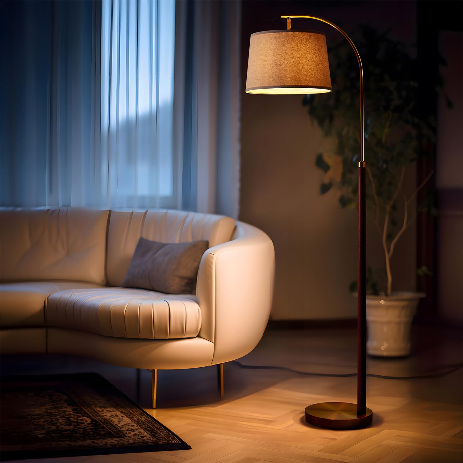 G-Safava 62.5&quot; Gold Arc Floor Lamp With Foot Switch - Industrial Reading Light For Living Room