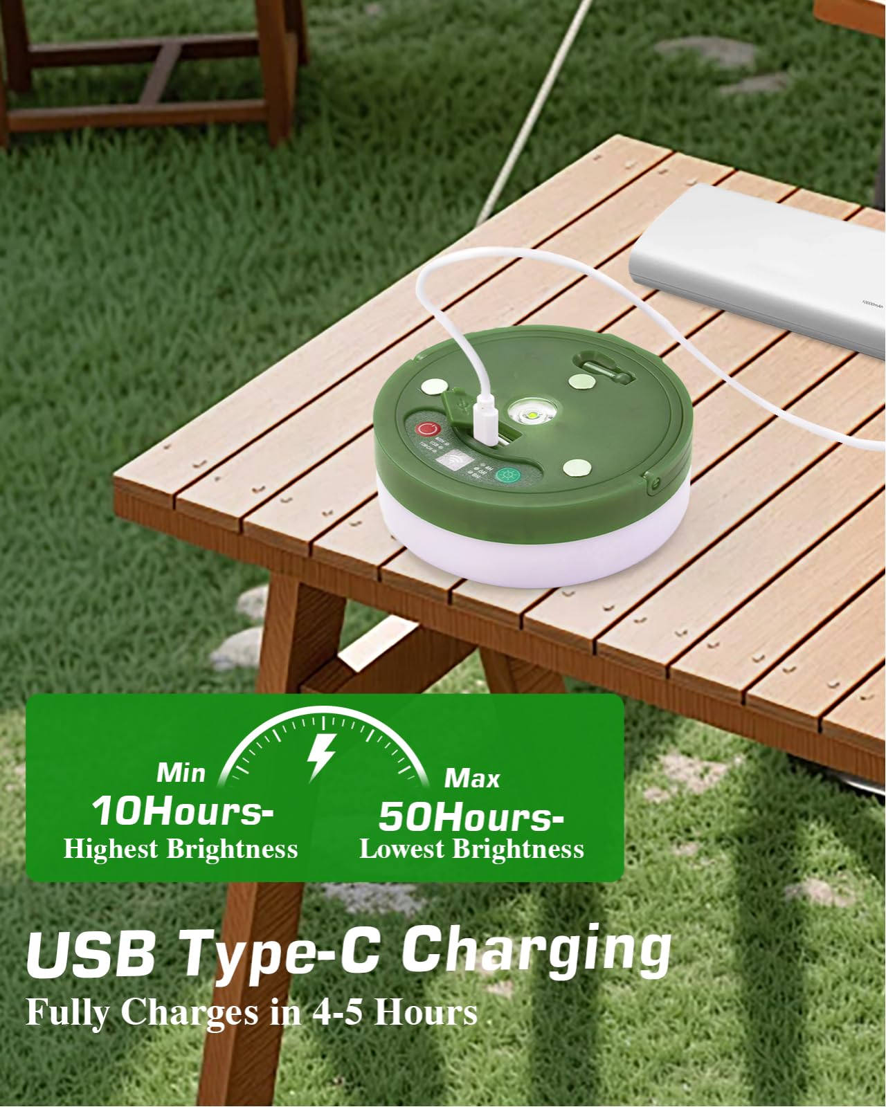 Anpro 4 in 1 Camping String Lights, 32.8 Ft, 130 LEDs, USB Rechargeable, Remote Control, Warm White, Model ACANTY0103-1-AP