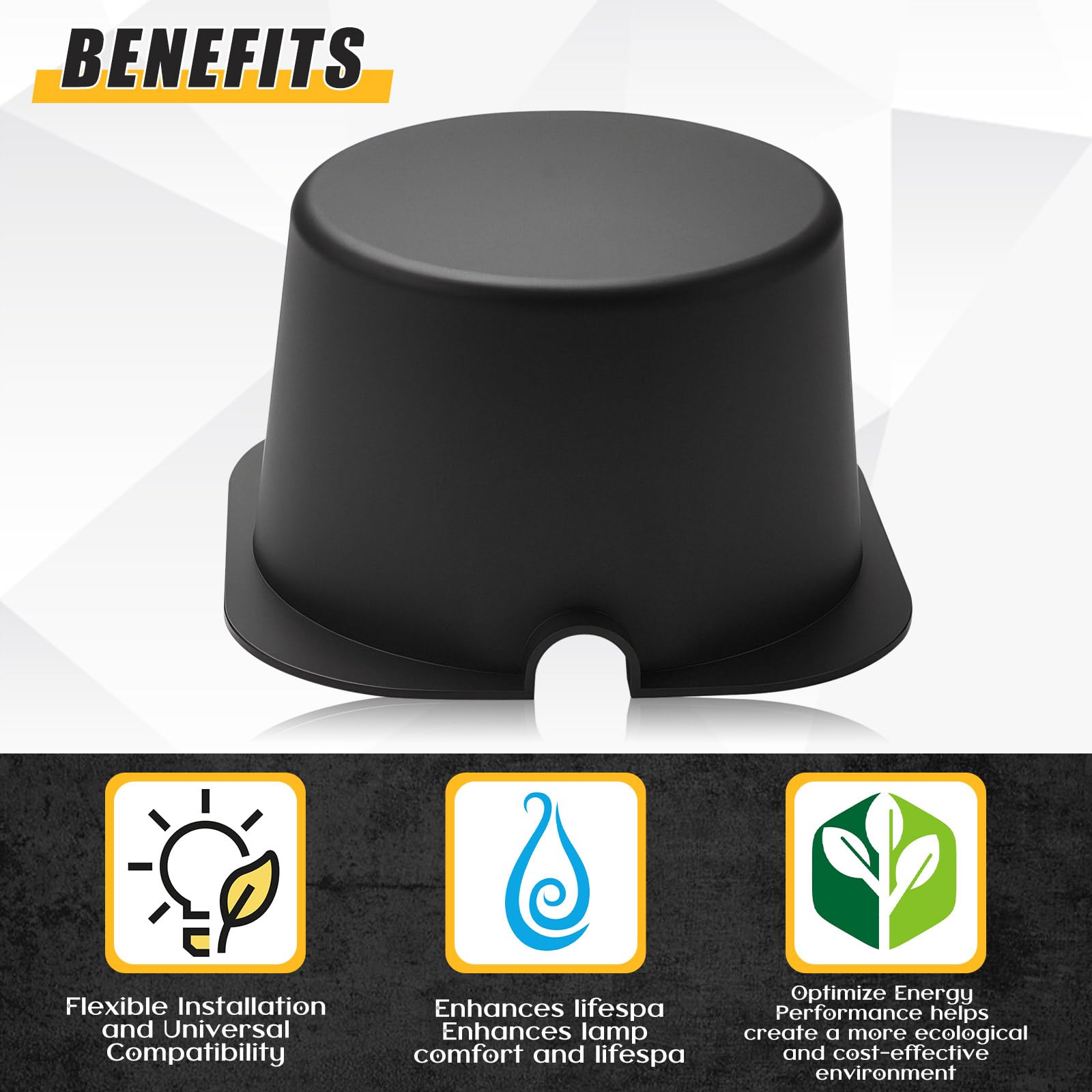 Tuanse 15 Pcs Recessed Light Cover For 4 Inch Lighting Fixtures 5.3 X 5.3 X 3.35 Inch Fire-Resistant And Energy-Saving Light Insulation Protect Cover For Attic (Black)