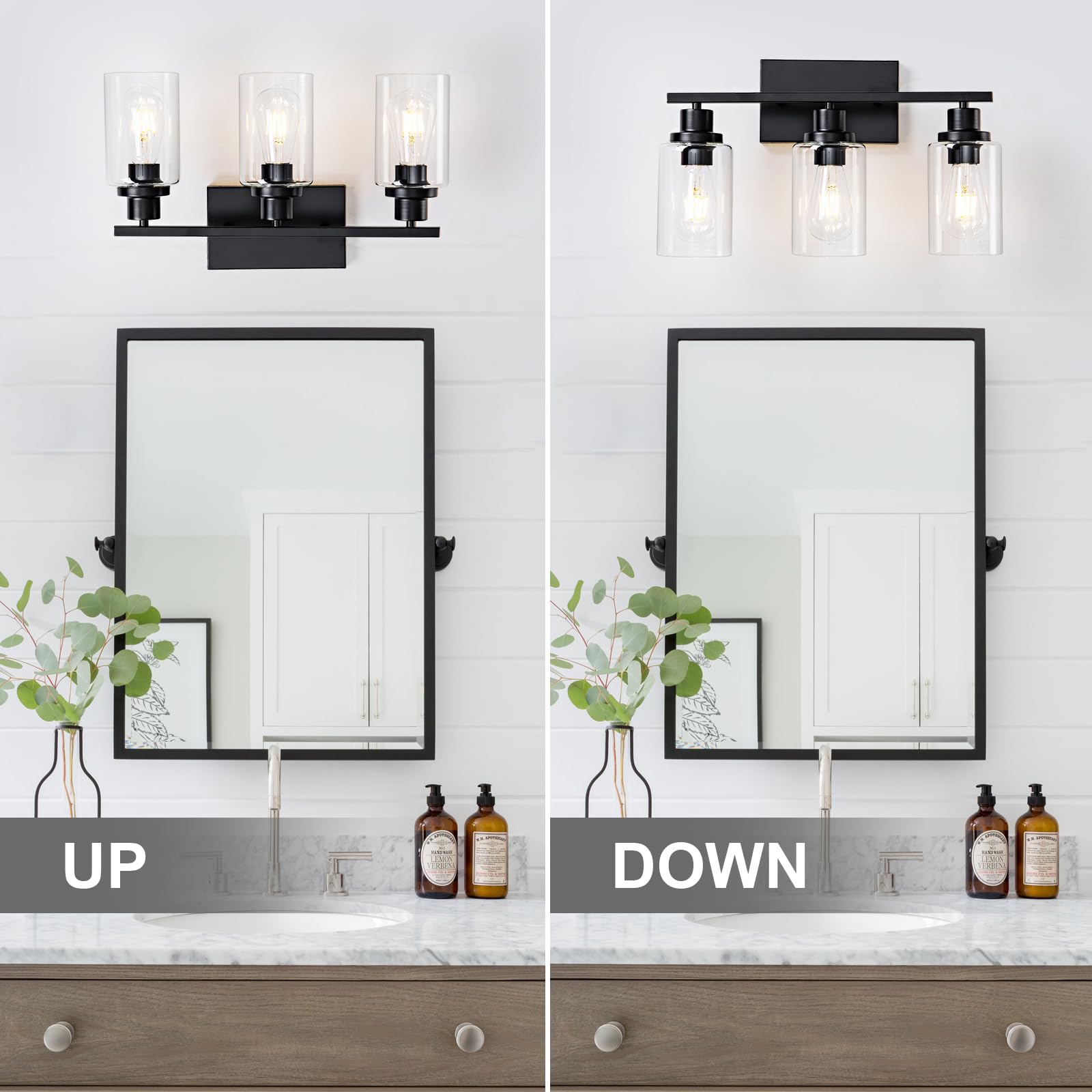 Hccz 3 Light Bathroom Light Fixtures Black Vanity Light Over Mirror Modern Farmhouse Wall Lighting Sconces Rustic Industrial Wal