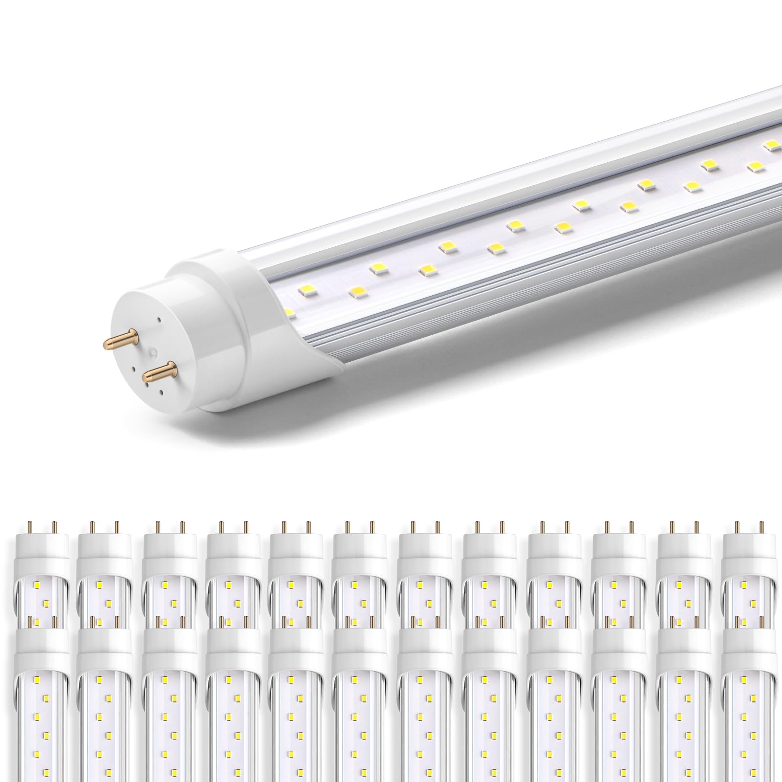 Barrina T8 LED Tube 4 Foot, Dual-End Powered,4FT Fluorescent Tube Remove Ballast, G13 24W 6000K Cool Daylight,T8 T10 T12 LED Rep