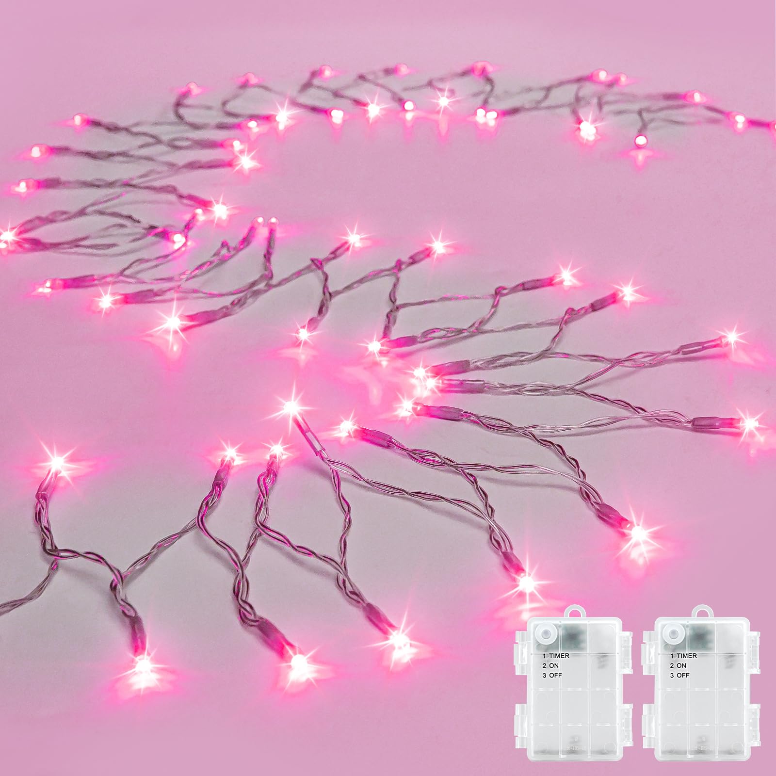 cshare String Lights Outdoor 30 LED Pink Fairy Lights 9.8ft Battery Operated with Timer for Indoor & Outdoor Decorations