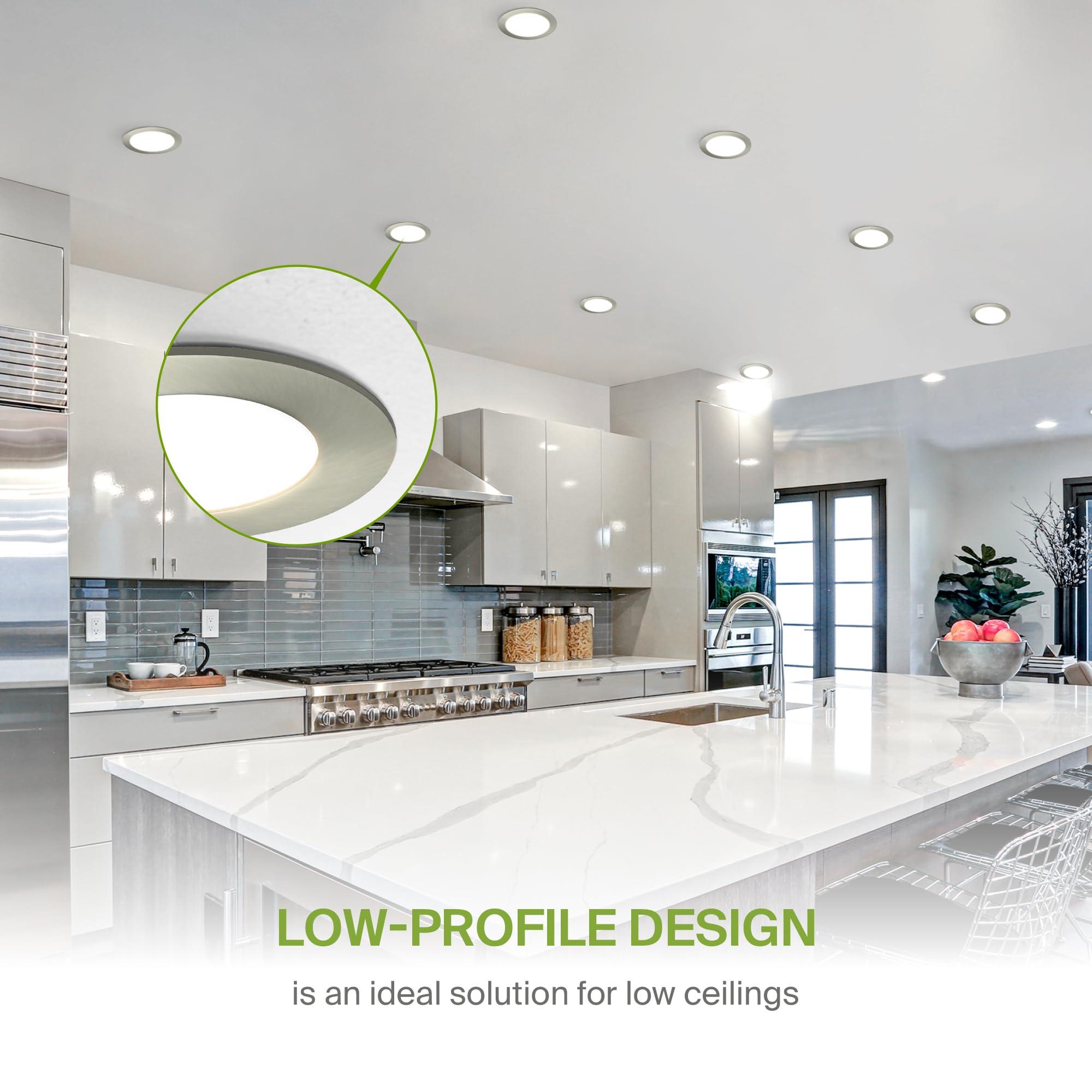 Asd 6 Pack Led Recessed Lighting 6 Inch 12W  5 Cct 2700K-5000K Cri90+  Ic Rated Ultra Thin Dimmable Ceiling Lights With J Box  Canless Wafer Downlight  Round Slim Panel Light  Energy Star Etl  Nickel