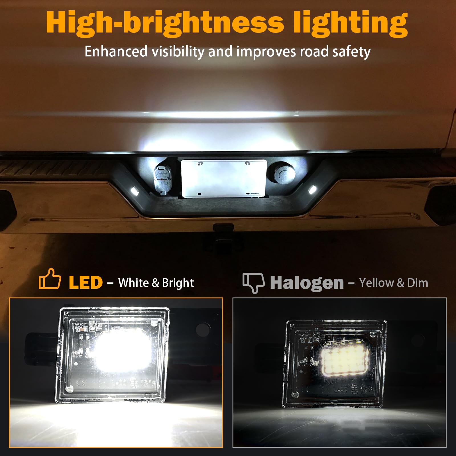KanSmart LED License Plate Light Assembly for 2014-2022 Chevy Silverado/GMC Sierra, Clear 6000K White Tag Lamp