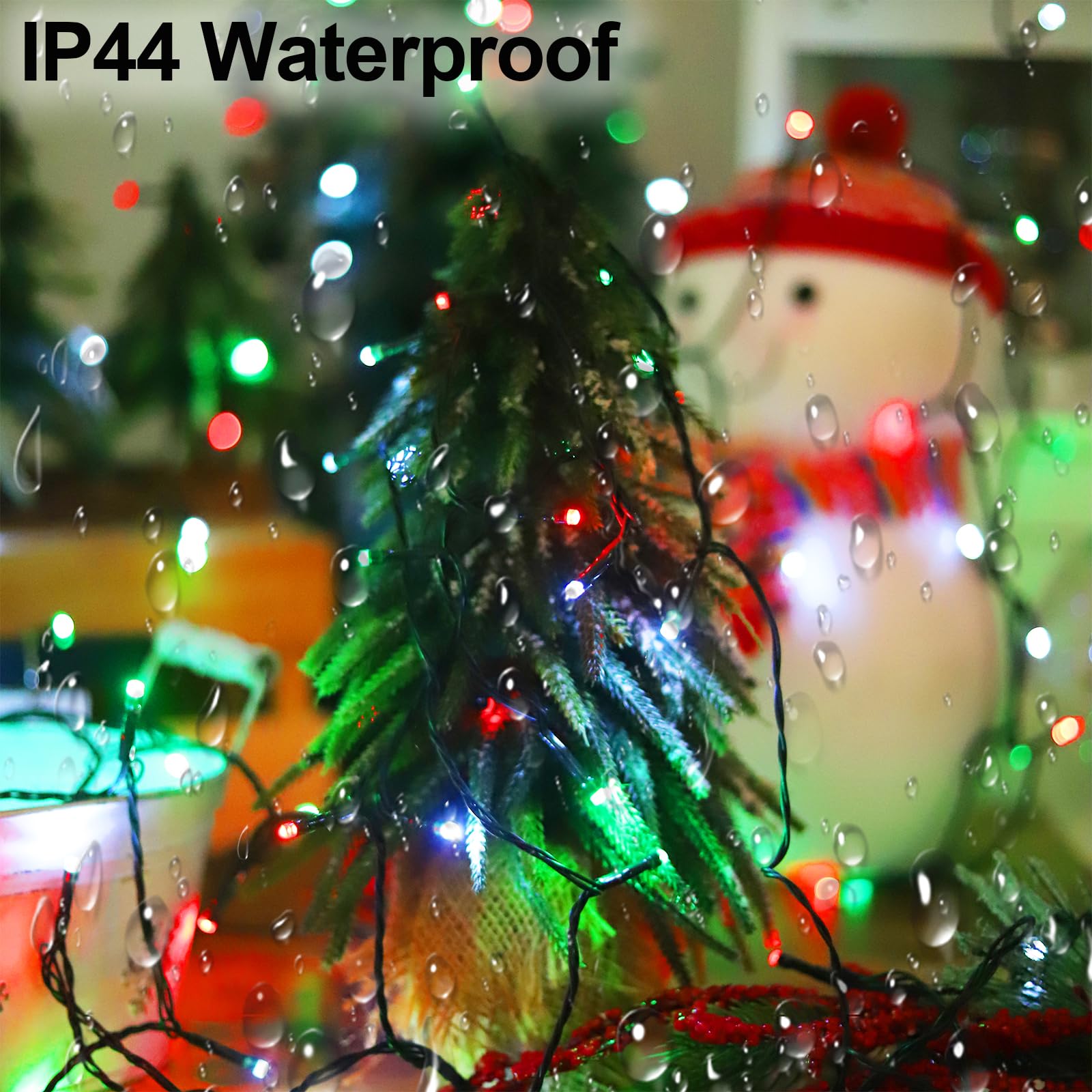 YAOZHOU Solar Lights Outdoor 400LED 144FT Waterproof String Lights, Red White Green, 8 Modes for Tree Garden Patio Fence