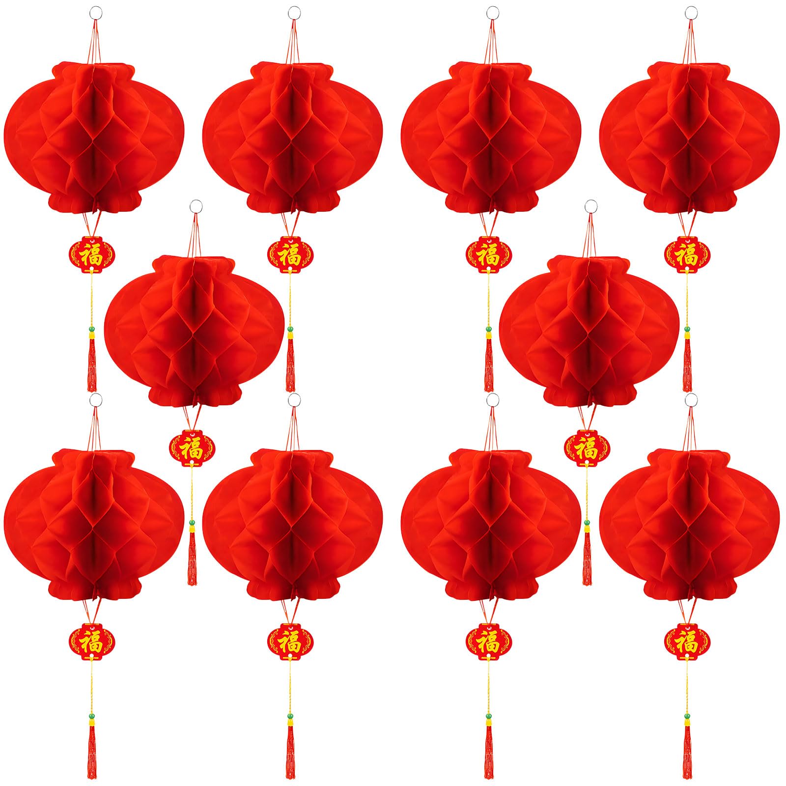 10Pcs Chinese Lanterns - Round Hanging Chinese New Year Lantern Lunar New Year Decorations 2026 - Red Chineses Lanterns for Lunar News Years  Wedding  Celebration  Lantern Festival Festive Decoration