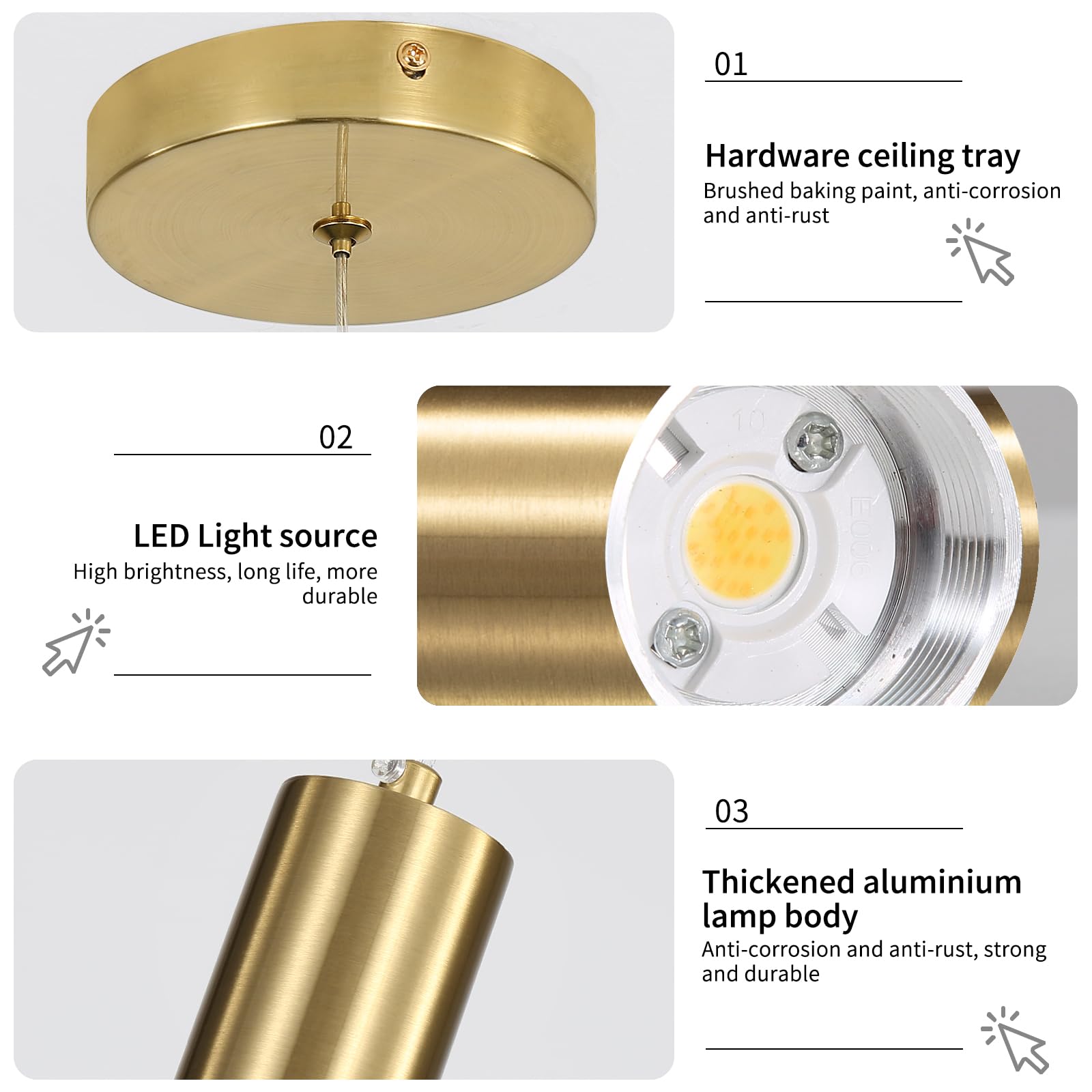 3 Pack Modern Kitchen Island Hanging Light  Gold Led Pendant Lights Fixture  Bubble Acrylic  3 Color Temperatures  Mini Ceiling Chandelier Lighting For Dining Room  Bedroom  Foyer Entrance  Cafe Bar