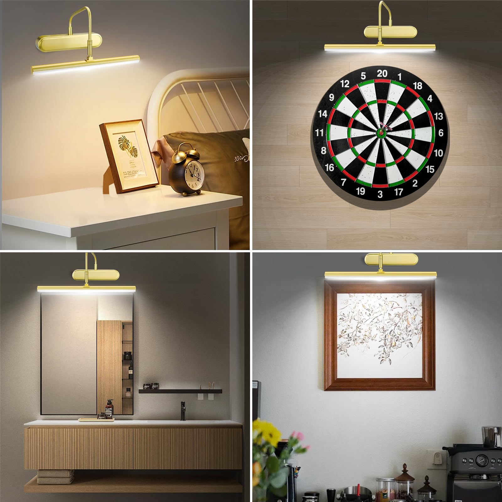 RAIFOOLLY Picture Light, Wireless Art Lighting, Remote Control, 12 inch, Brass, Model RF00300