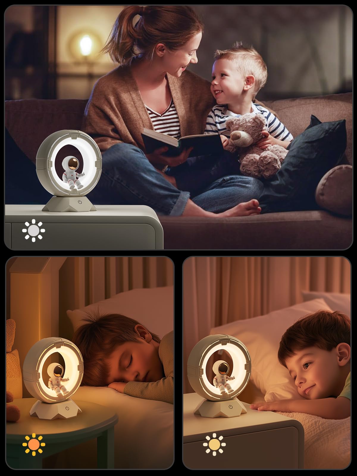 Xo Space Toddler Night Light For Boys And Girls, Rechargeable Portable Night Lamp With 3 Lighting Modes, Cute Room Decor (Spacem
